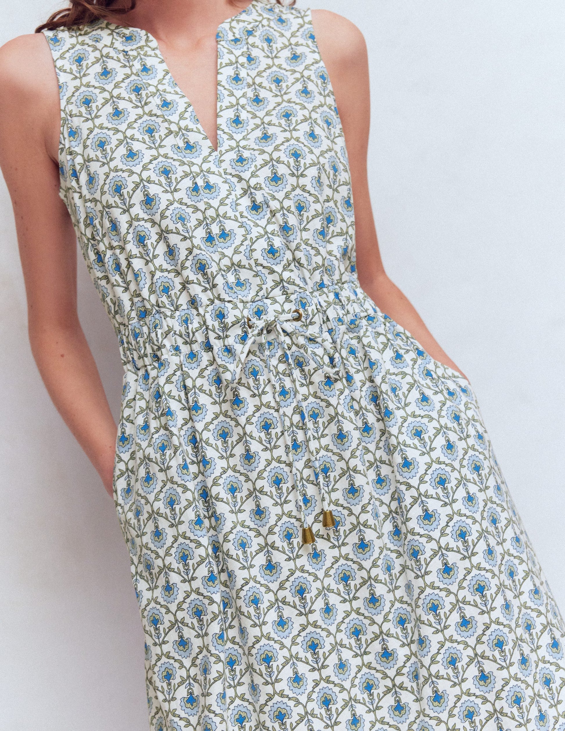 Delphine Jersey-Midikleid-Naturweiß, Blumengitter-2