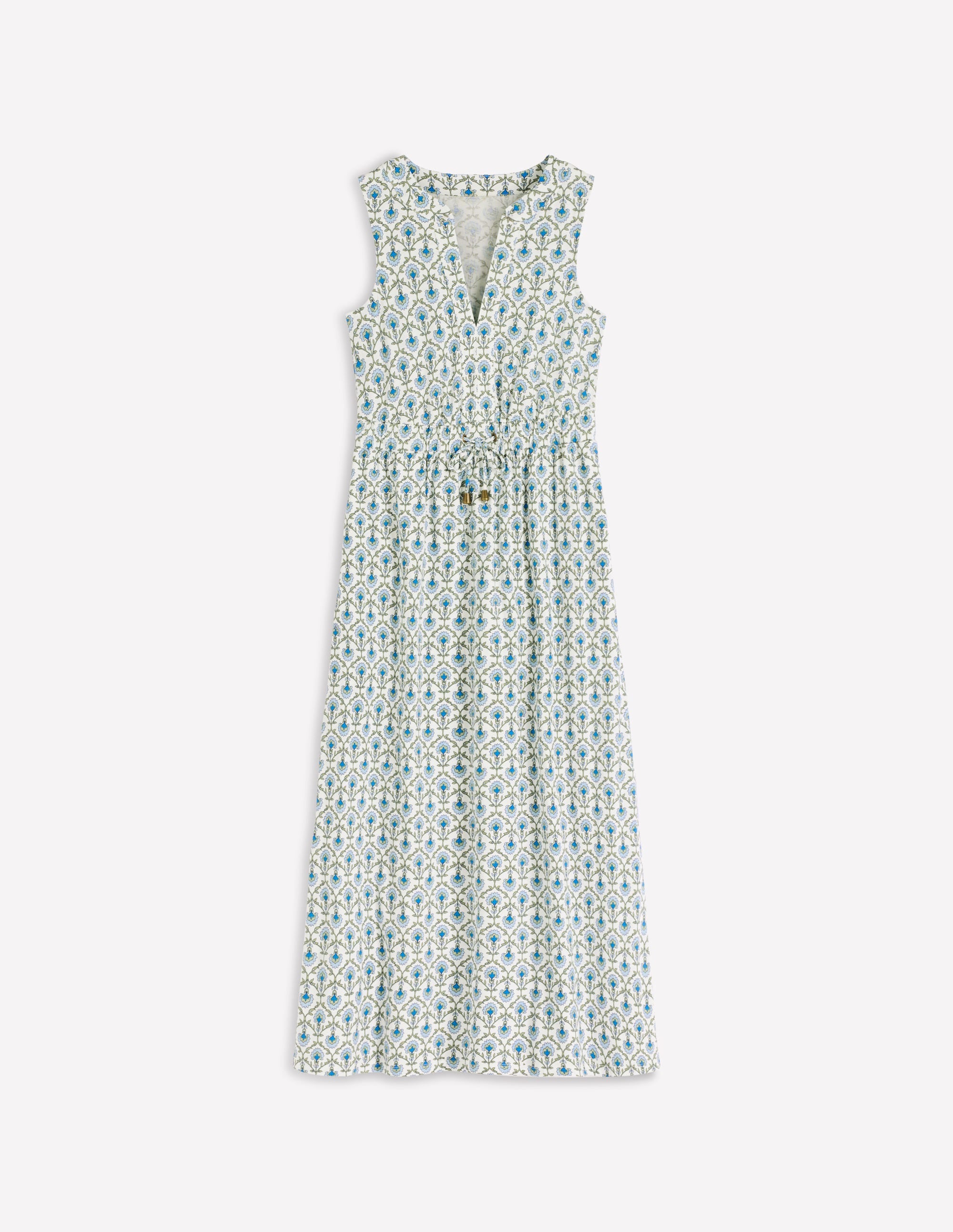 Delphine Jersey-Midikleid-Naturweiß, Blumengitter - Image 7