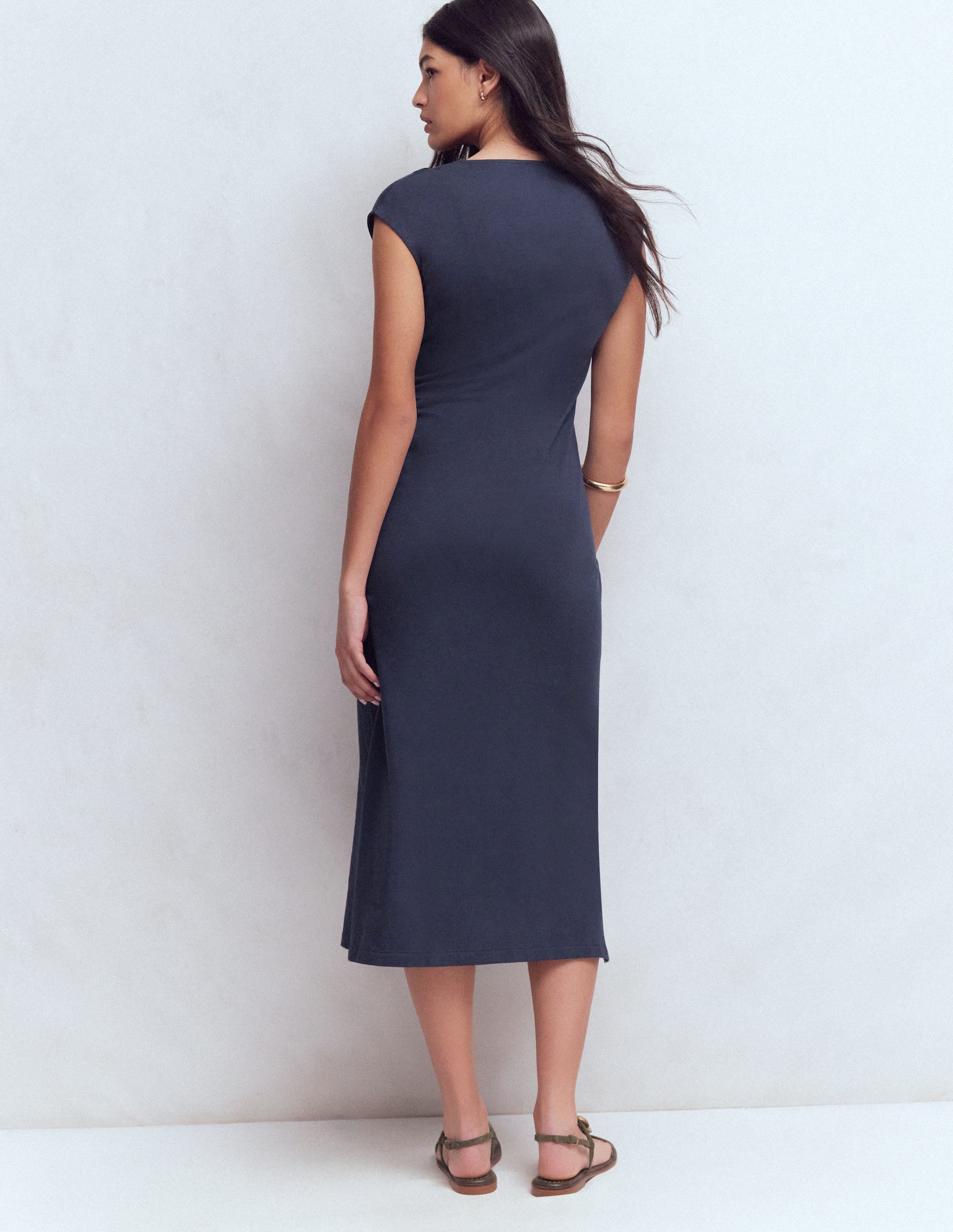 Robe midi Delilah torsadée-Bleu marine - Image 7