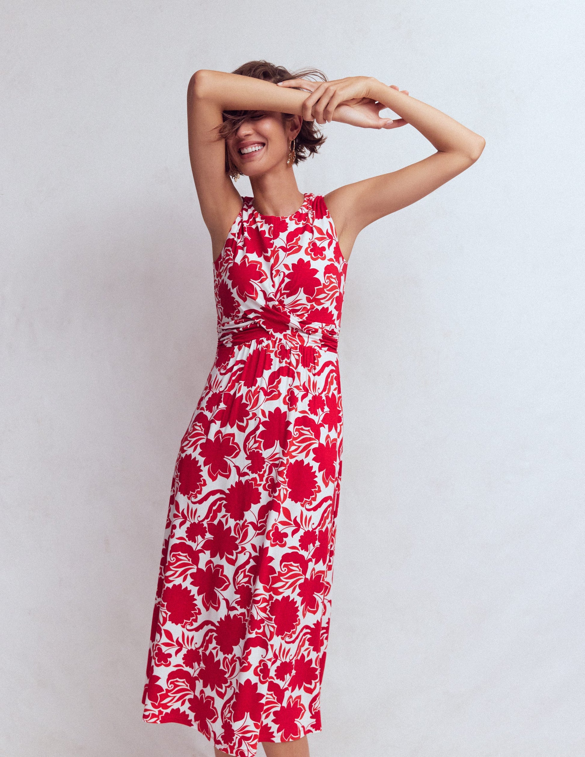 Zara Jerseykleid mit überkreuzter Taille-Merida-Rot, Schattenblüte-3