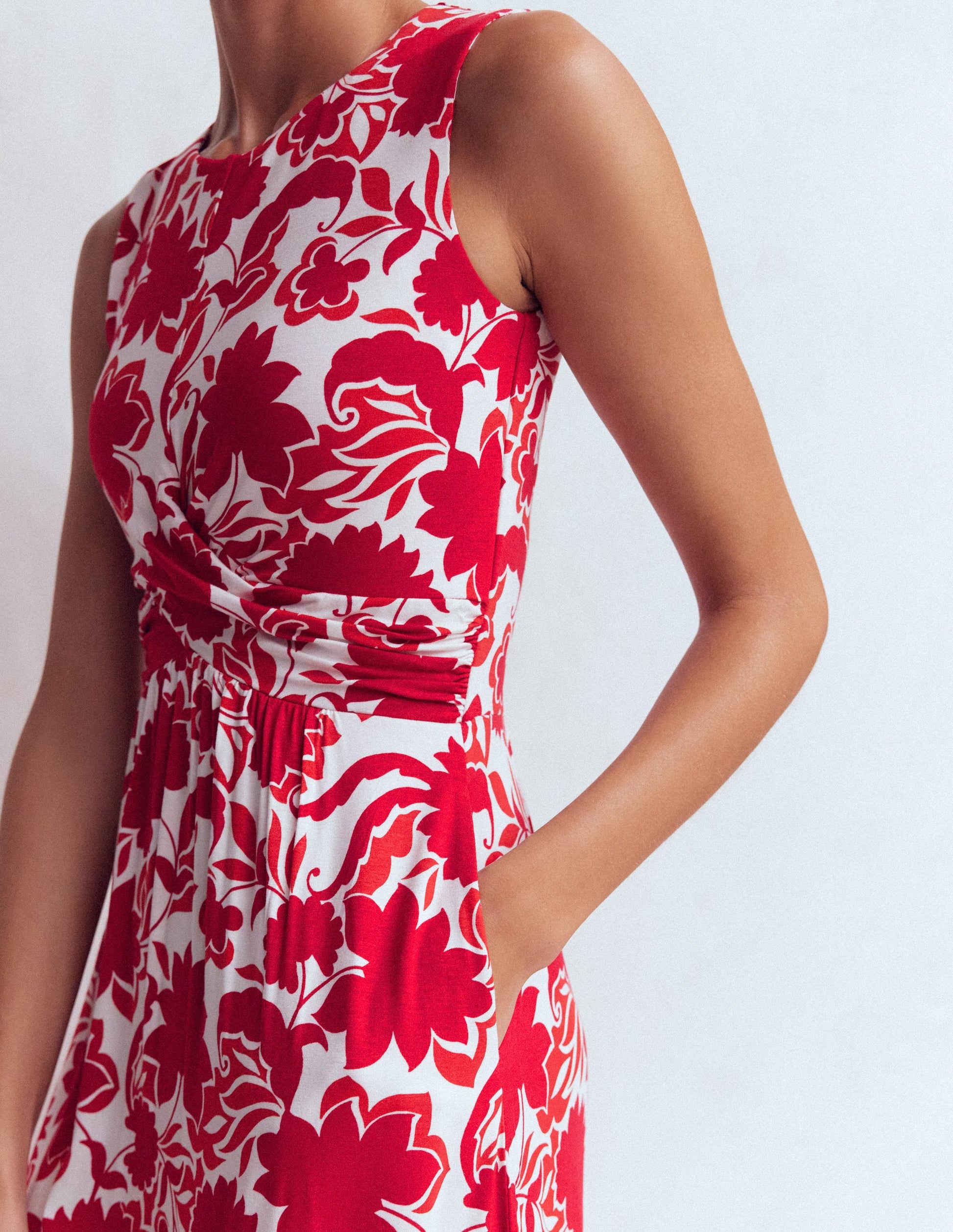 Zara Jerseykleid mit überkreuzter Taille-Merida-Rot, Schattenblüte-4