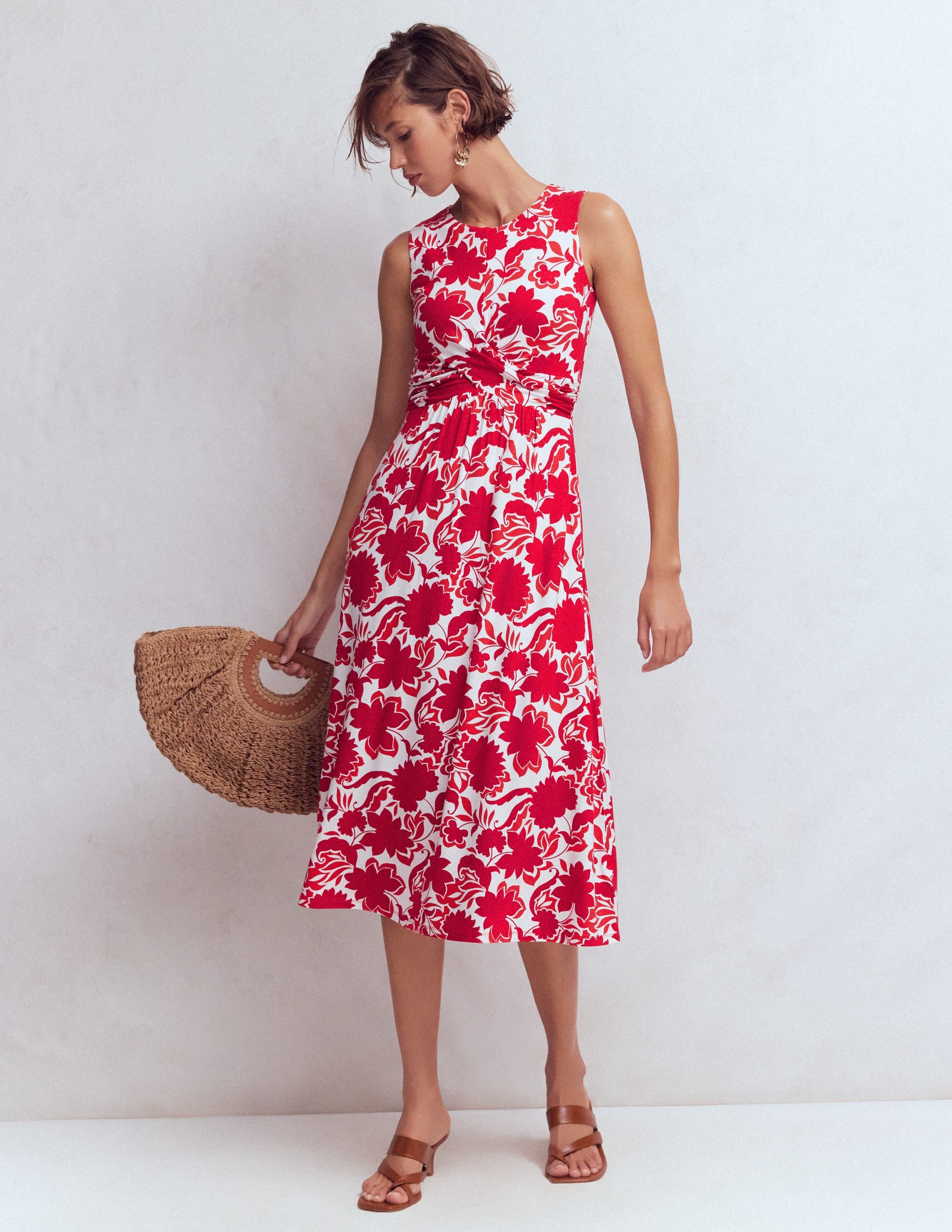 Zara Jerseykleid mit überkreuzter Taille-Merida-Rot, Schattenblüte - Image 4