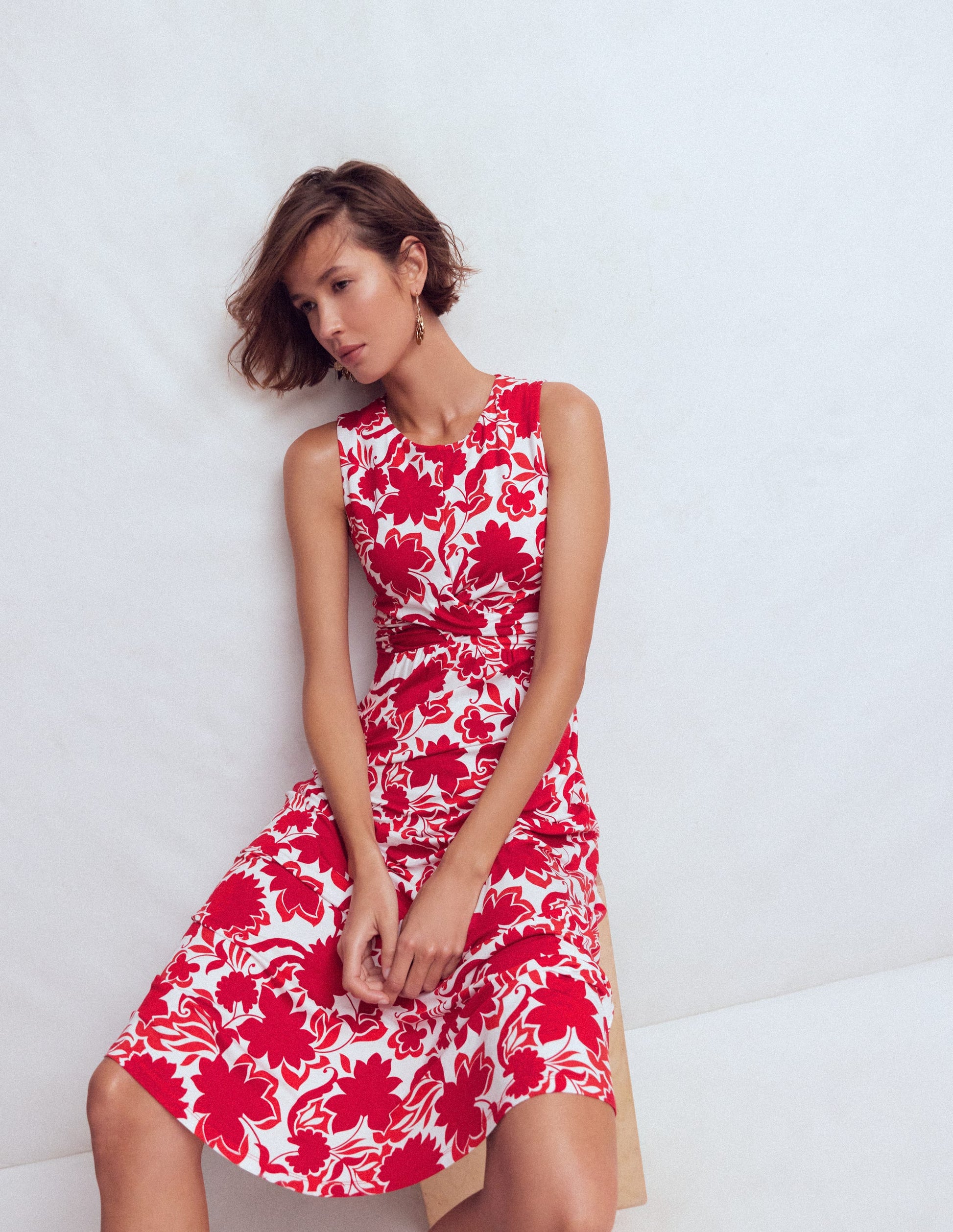 Zara Jerseykleid mit überkreuzter Taille-Merida-Rot, Schattenblüte-7