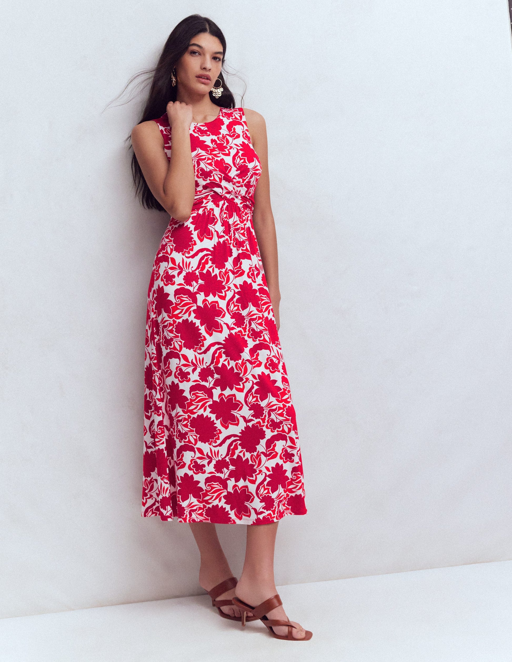 Zara Jerseykleid mit überkreuzter Taille-Merida-Rot, Schattenblüte-8