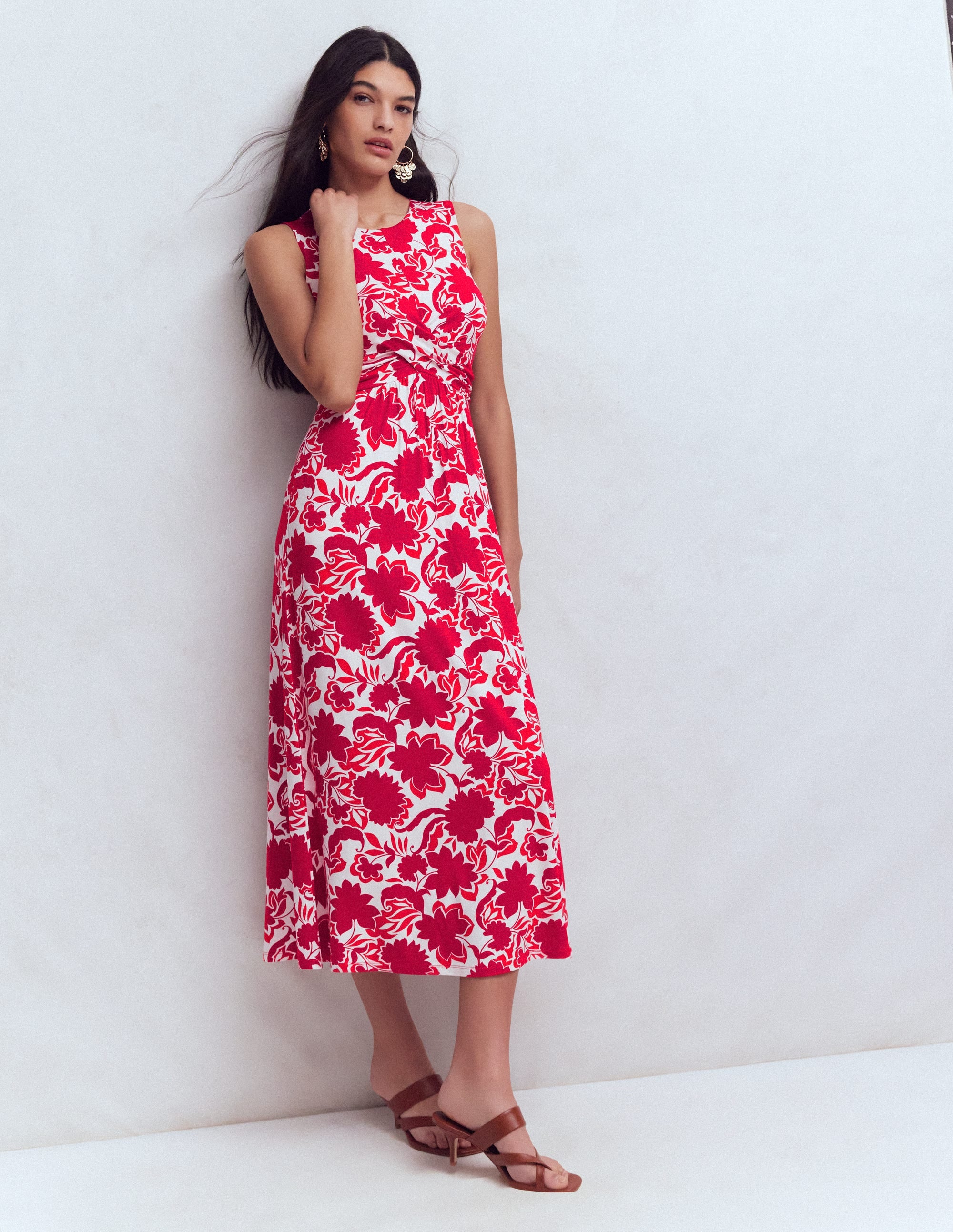 Zara Jerseykleid mit überkreuzter Taille-Merida-Rot, Schattenblüte - Image 6
