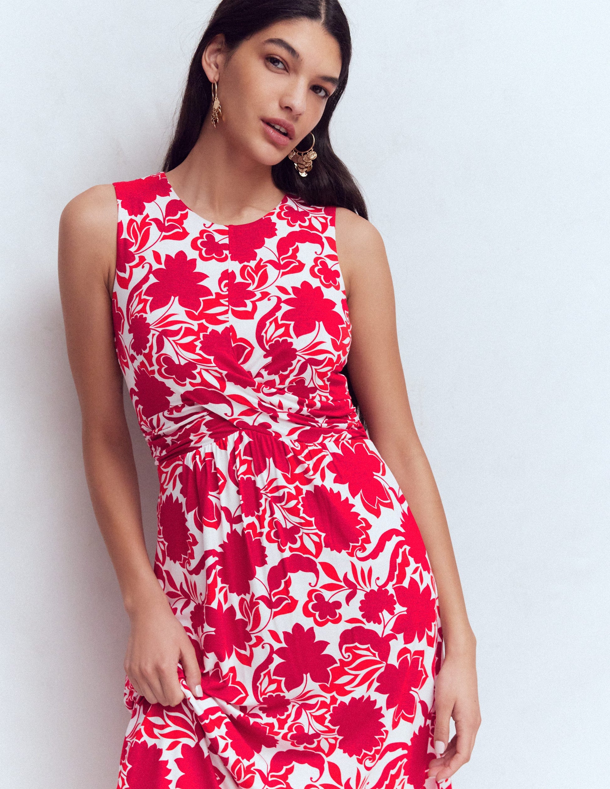 Zara Jerseykleid mit überkreuzter Taille-Merida-Rot, Schattenblüte-9