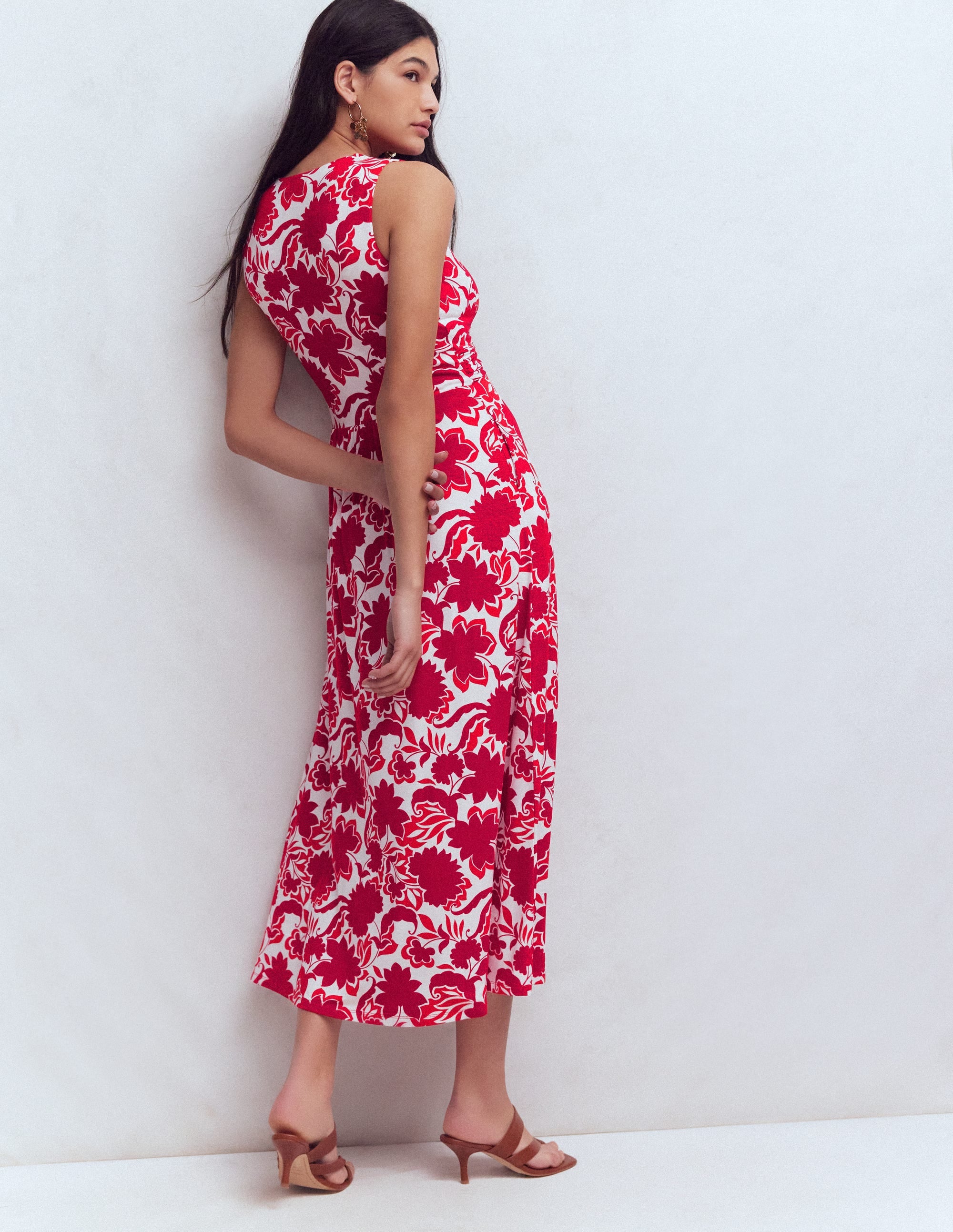 Zara Jerseykleid mit überkreuzter Taille-Merida-Rot, Schattenblüte - Image 8
