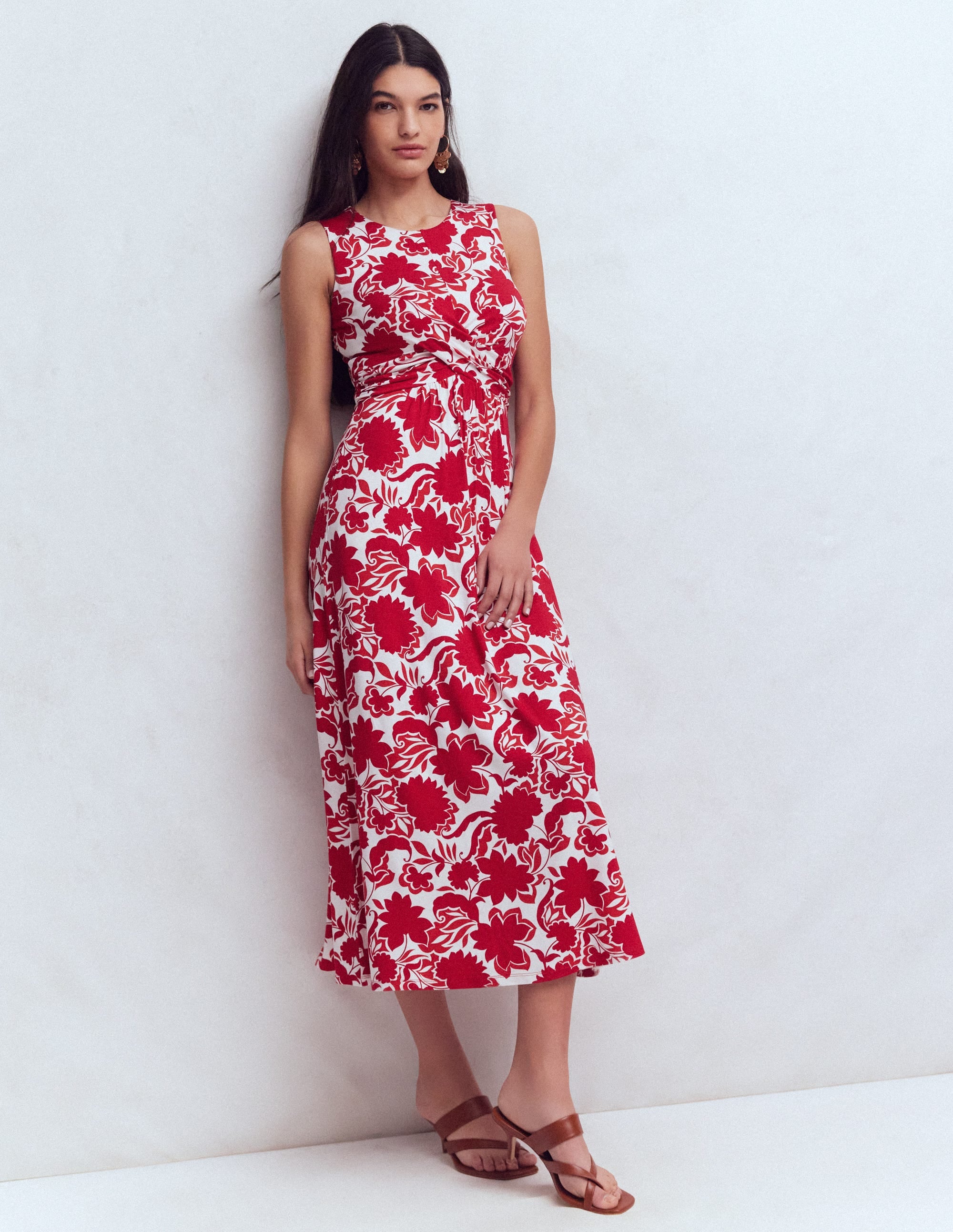Zara Jerseykleid mit überkreuzter Taille-Merida-Rot, Schattenblüte - Image 9