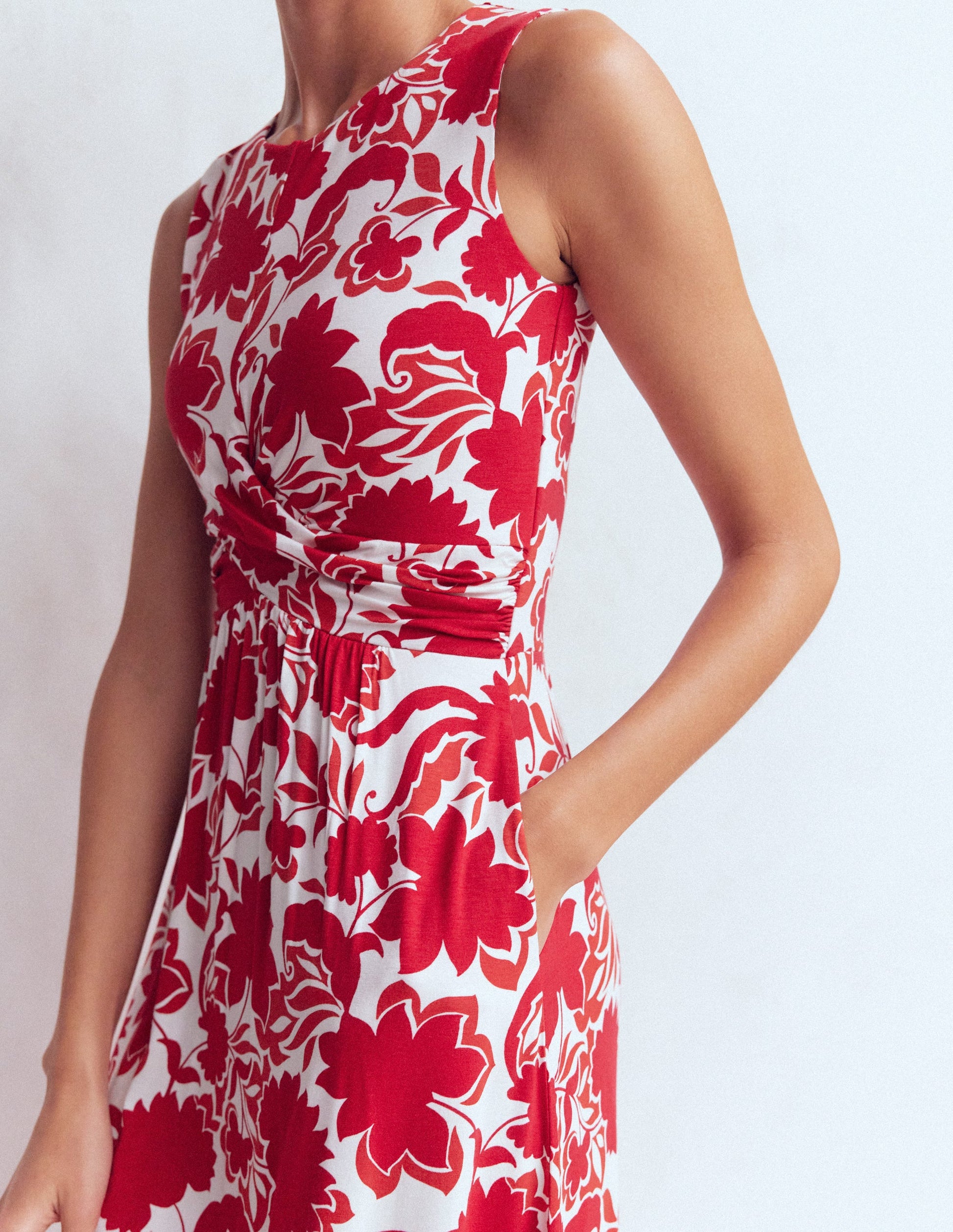 Zara Jerseykleid mit überkreuzter Taille-Merida-Rot, Schattenblüte-2