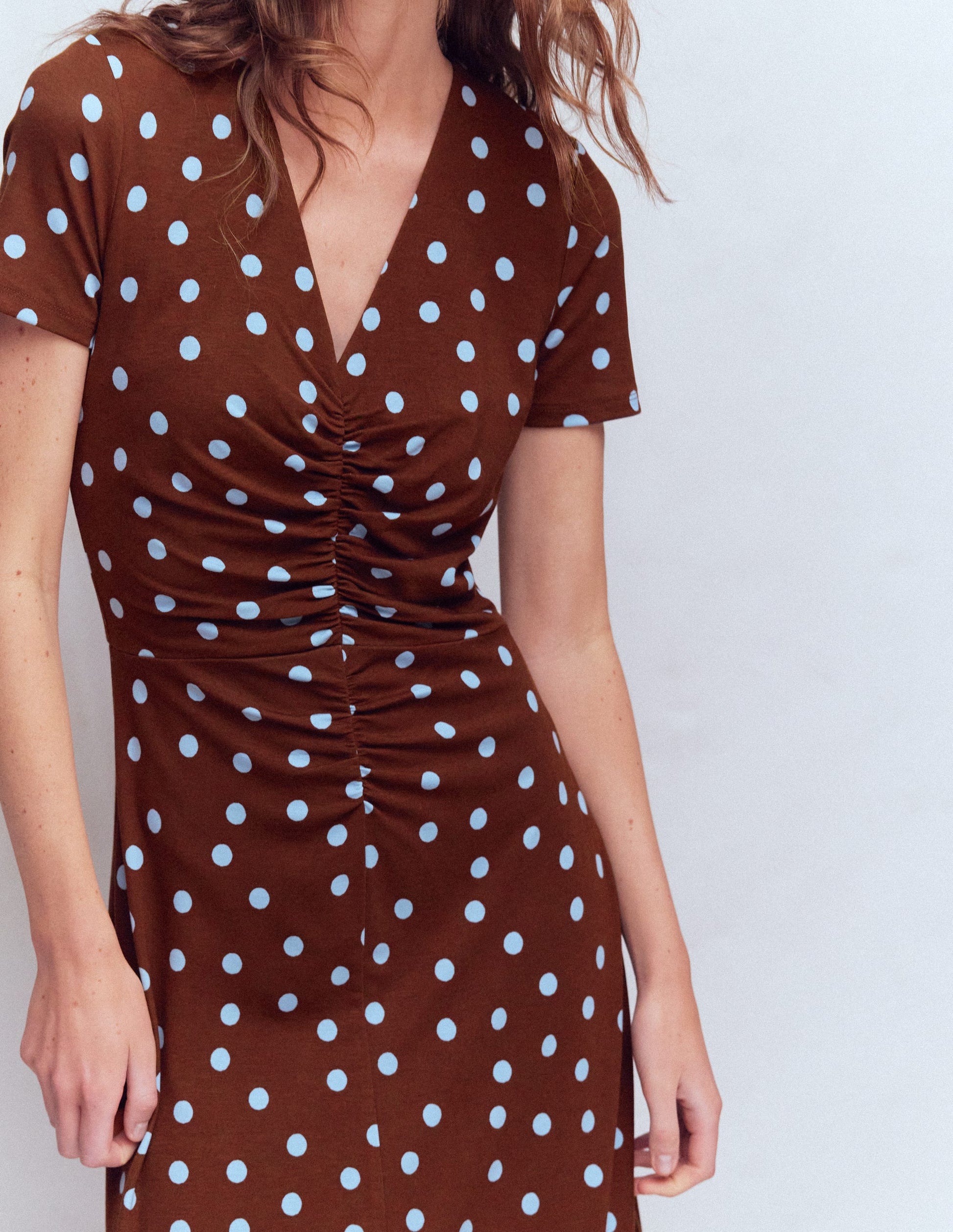 Una Ponte-Kleid mit Raffung vorn-Umbra, Gemalte Tupfen-2