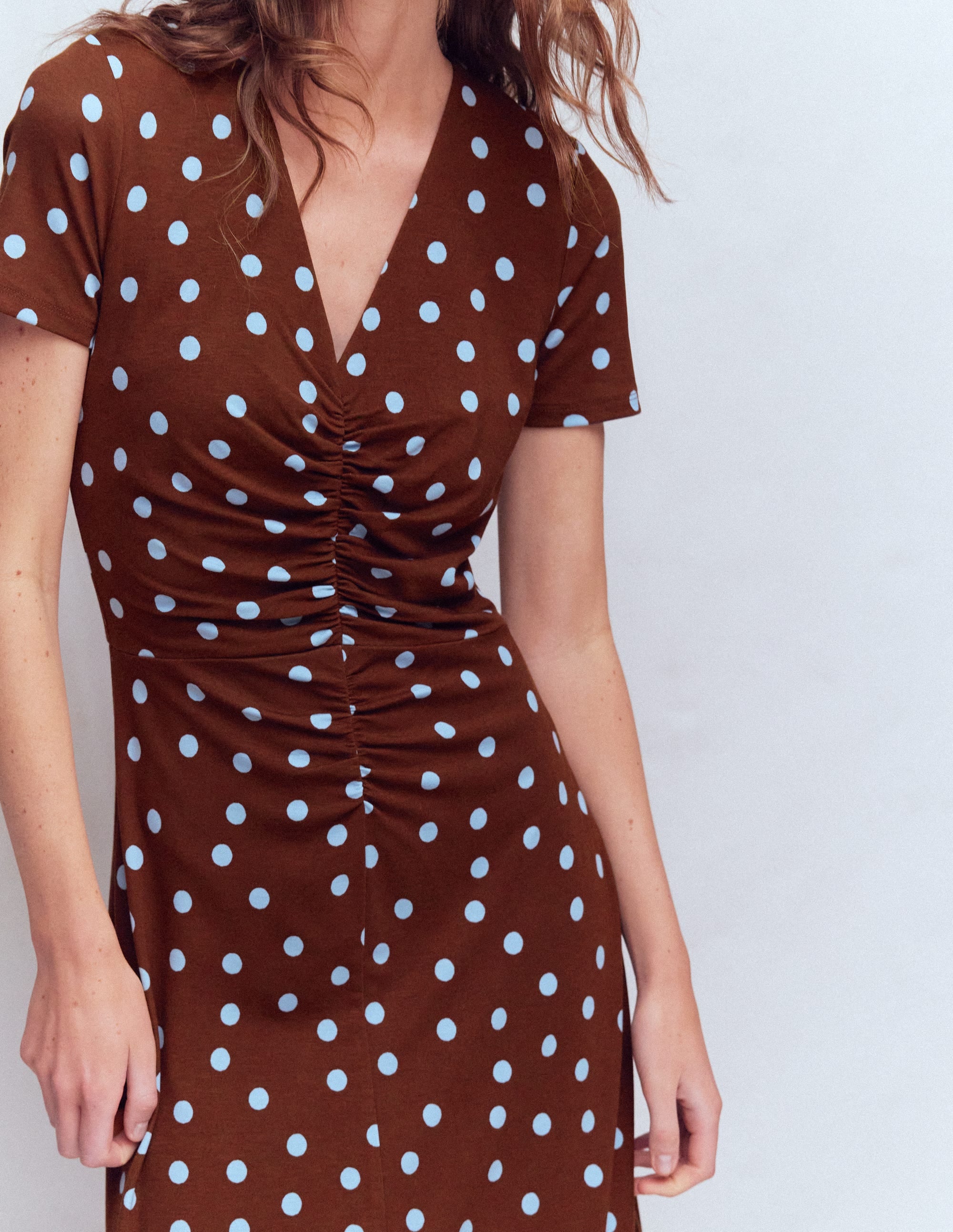 Una Ponte-Kleid mit Raffung vorn-Umbra, Gemalte Tupfen - Image 2