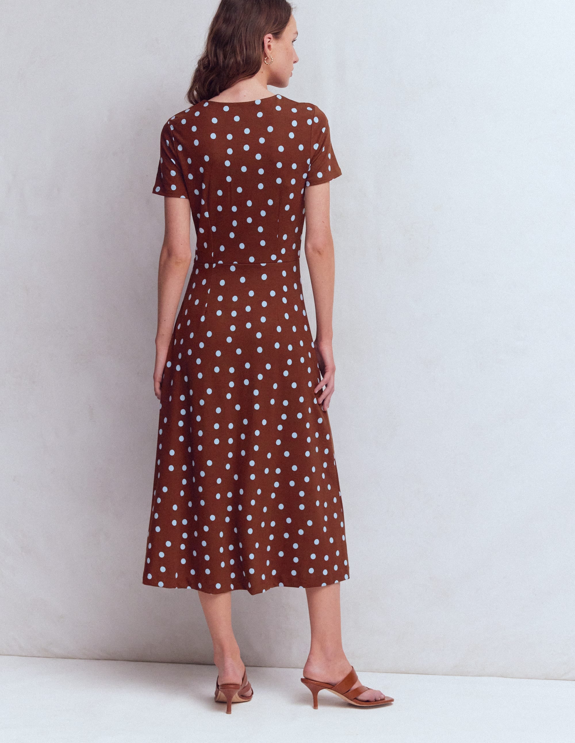 Una Ponte-Kleid mit Raffung vorn-Umbra, Gemalte Tupfen - Image 3