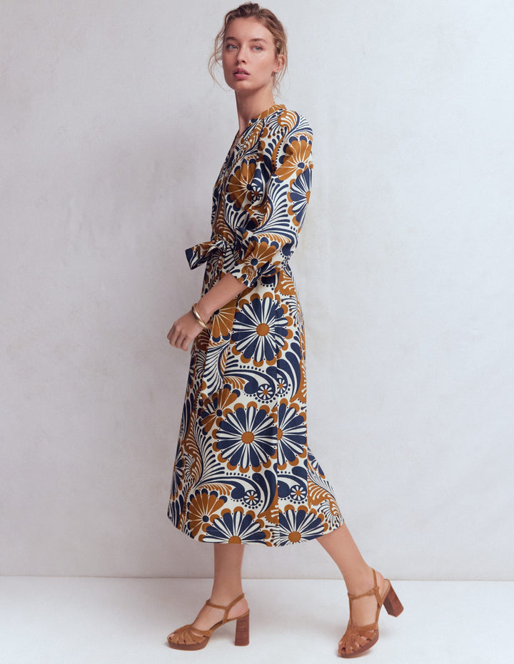 Octavia Baumwollkleid-Marineblau Euphorische Gärten