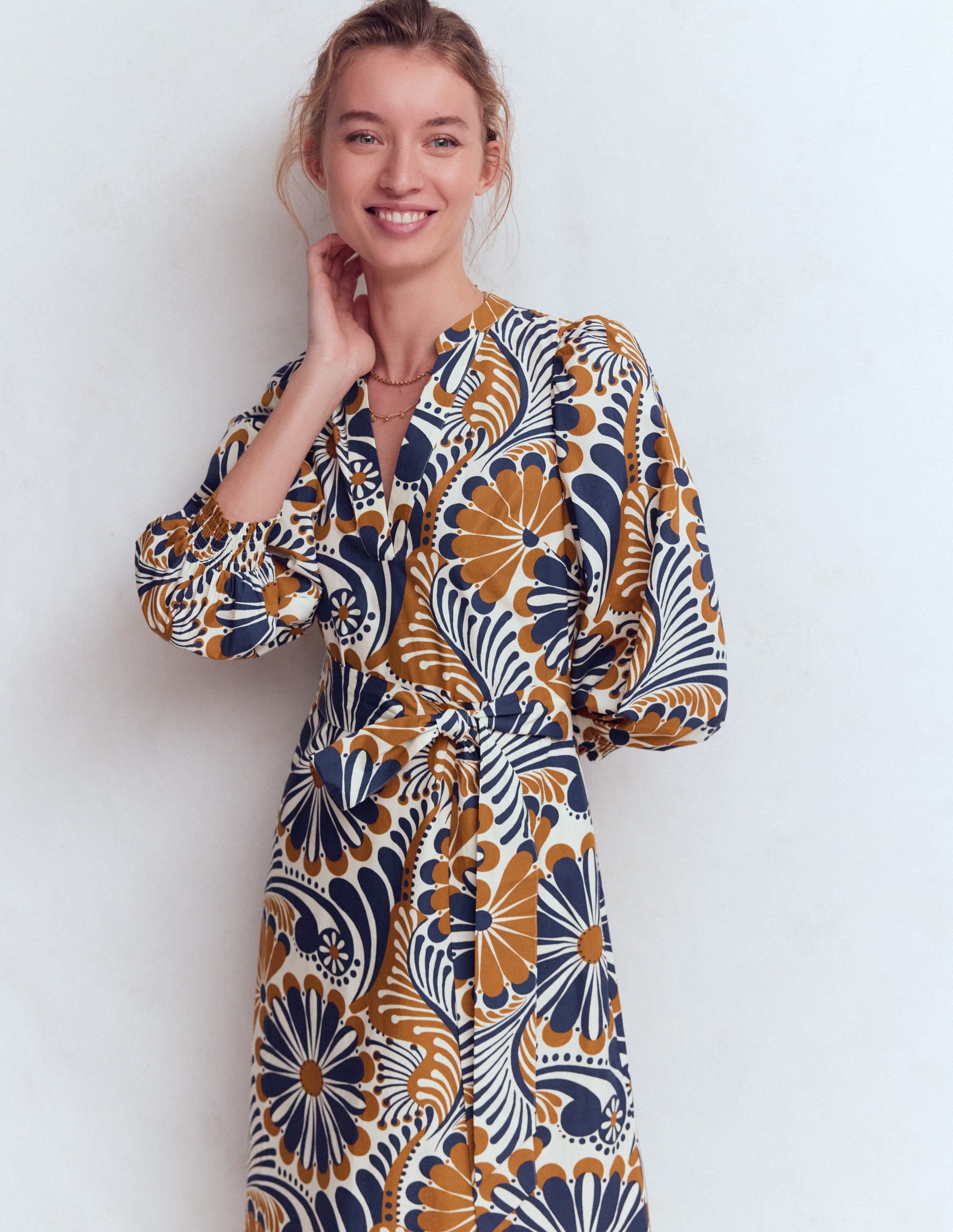 Octavia Baumwollkleid-Marineblau Euphorische Gärten - Image 4