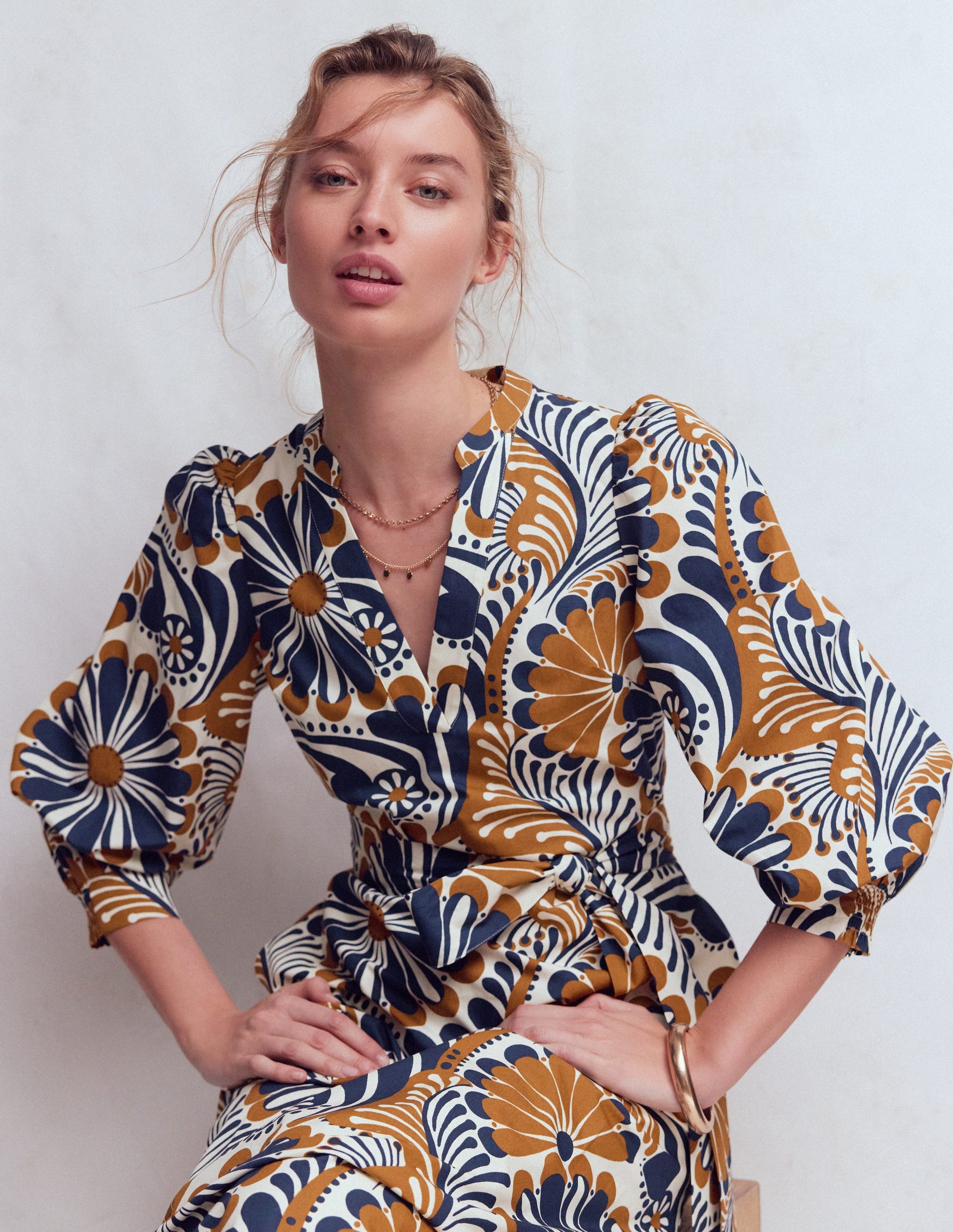 Octavia Baumwollkleid-Marineblau Euphorische Gärten-5