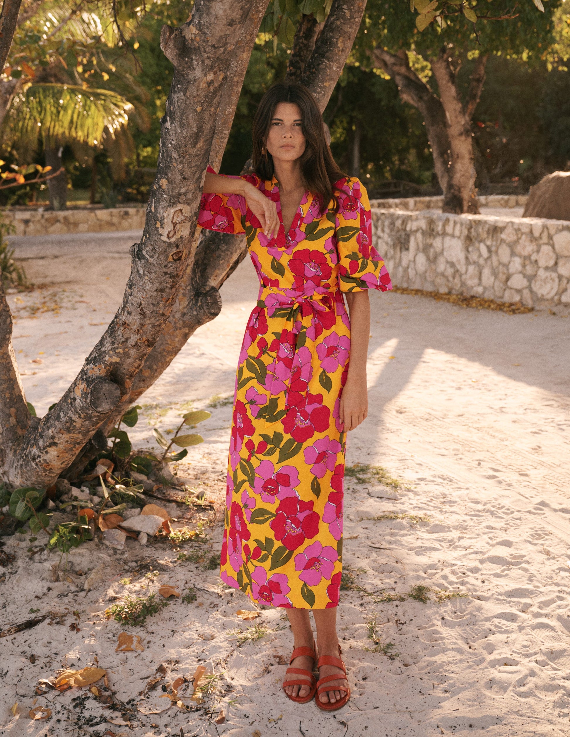 Octavia Cotton Dress - Yellow, Radiant Bloom