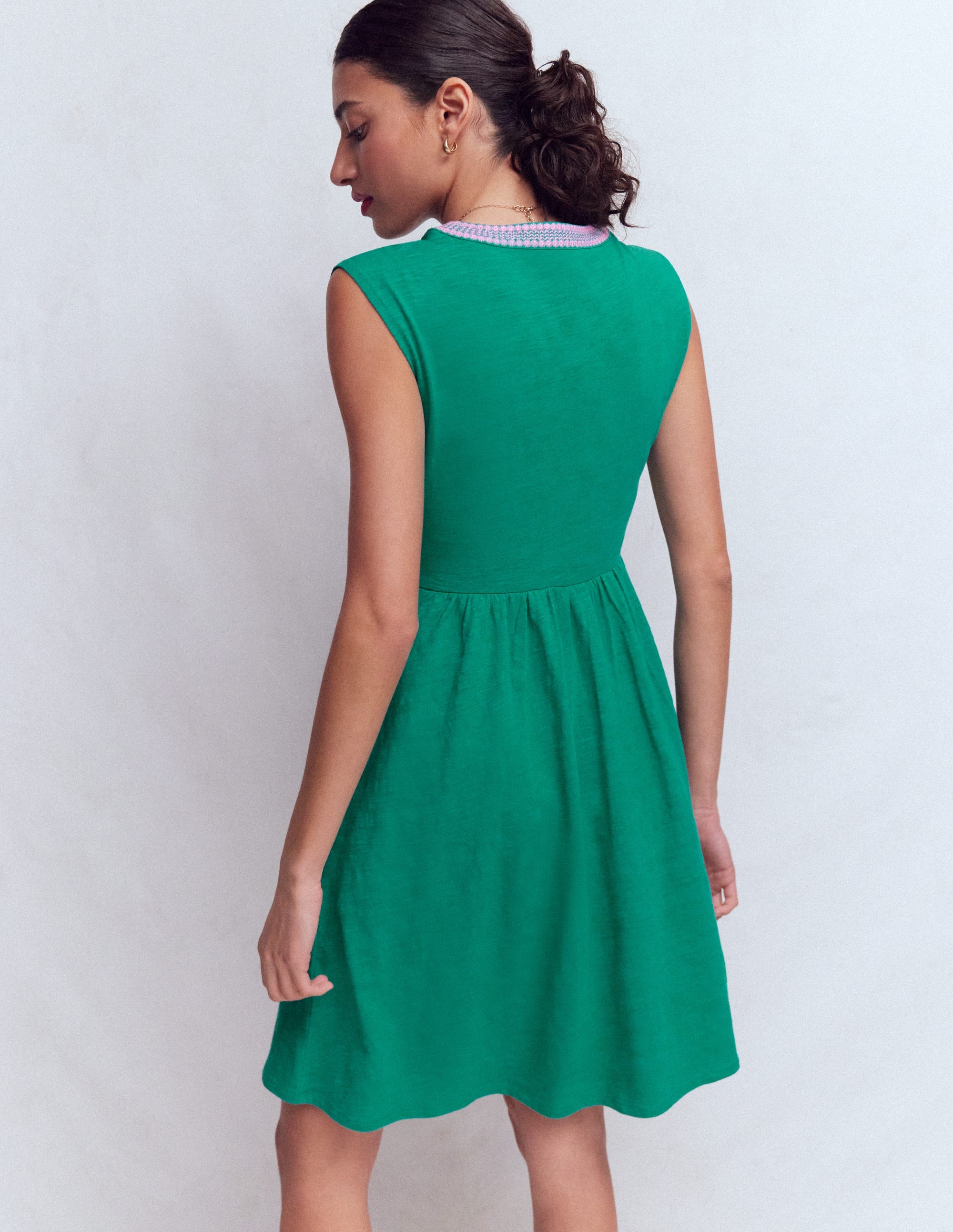 May Embroidered Short Dress-Deep Teal - Image 3