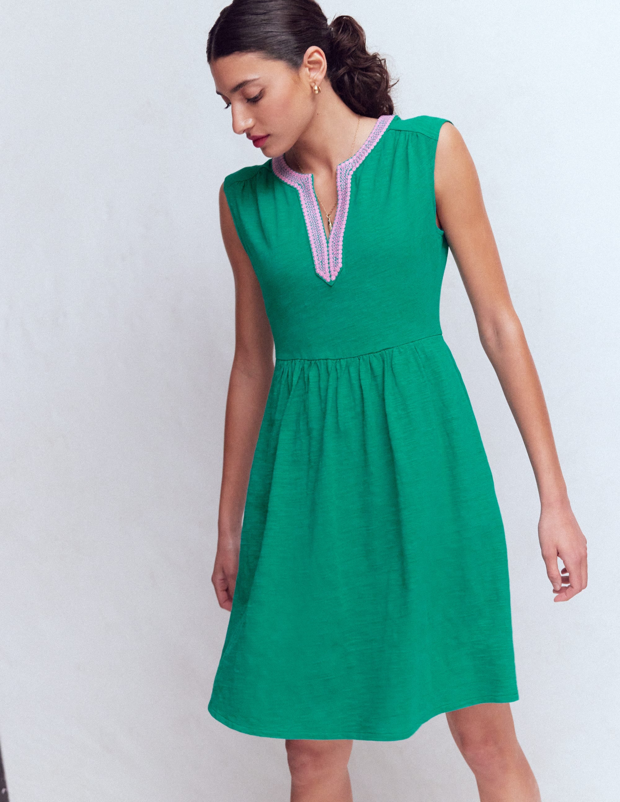 May Embroidered Short Dress-Deep Teal - Image 4