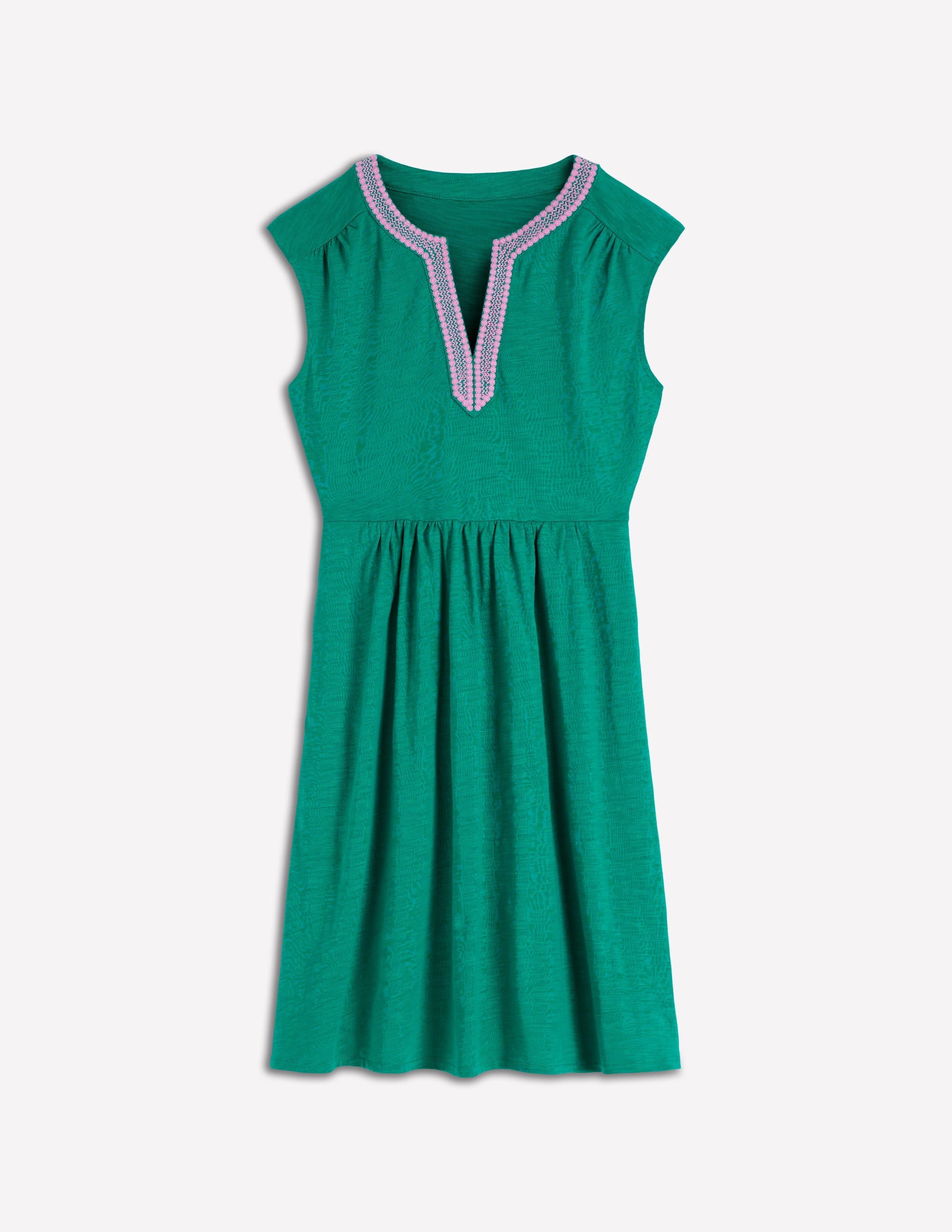May Embroidered Short Dress-Deep Teal - Image 5