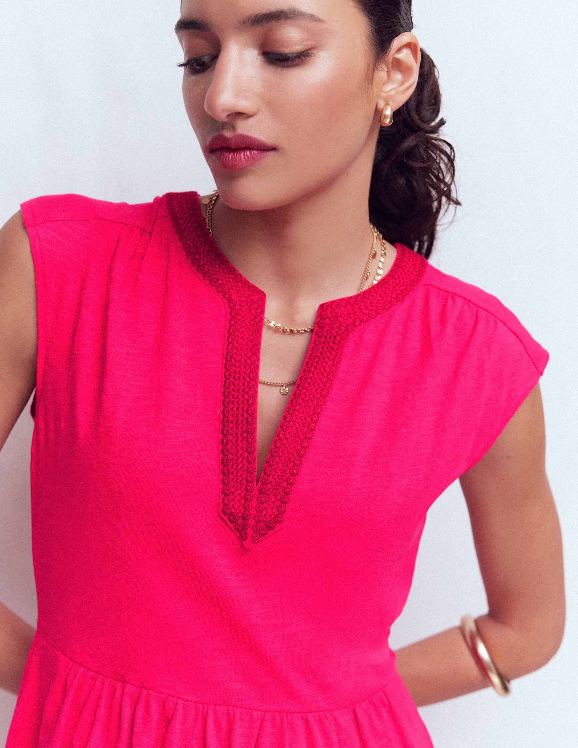 Robe courte May en jersey-Rose somptueux-2