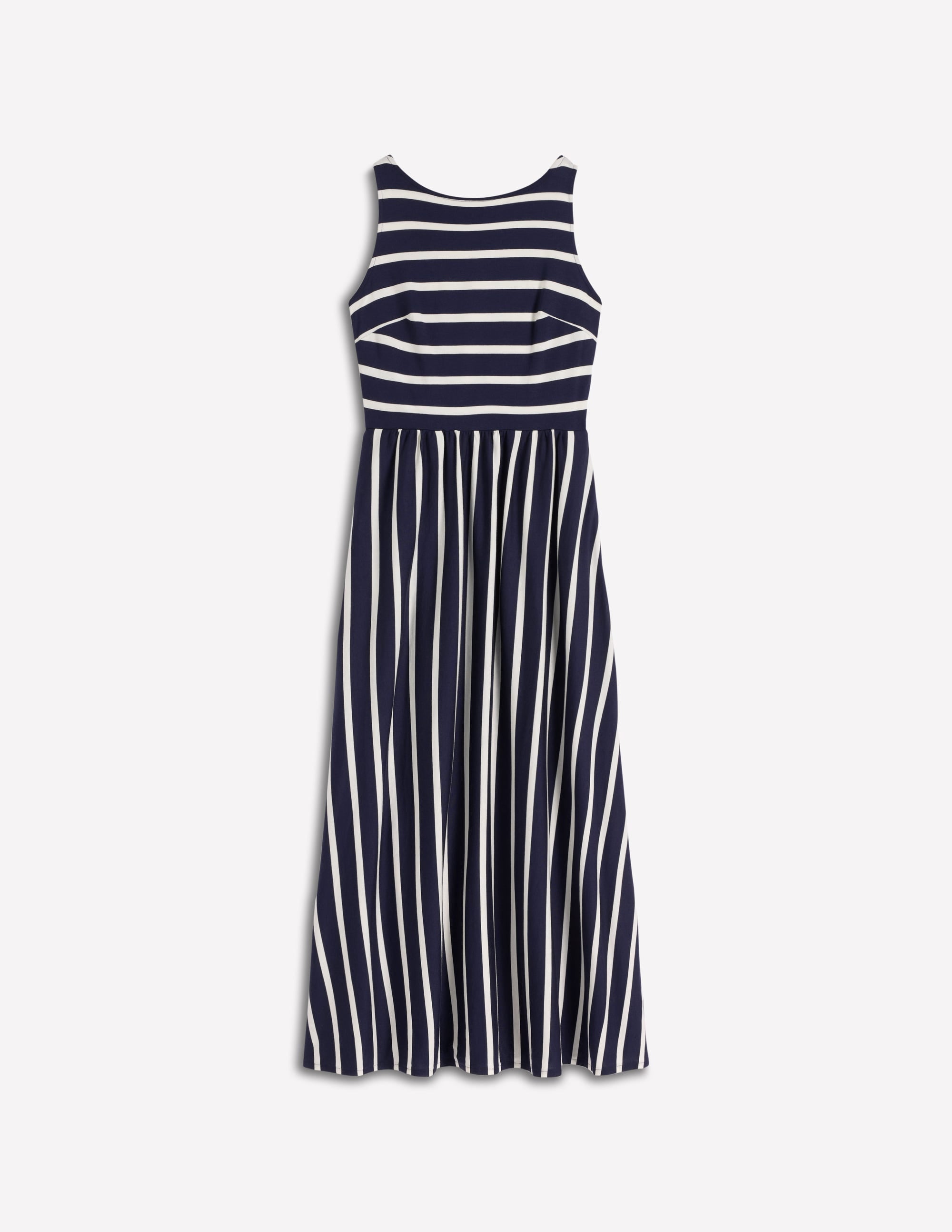 Saoirse Smock Back Dress-Navy, Ivory Stripe - Image 6