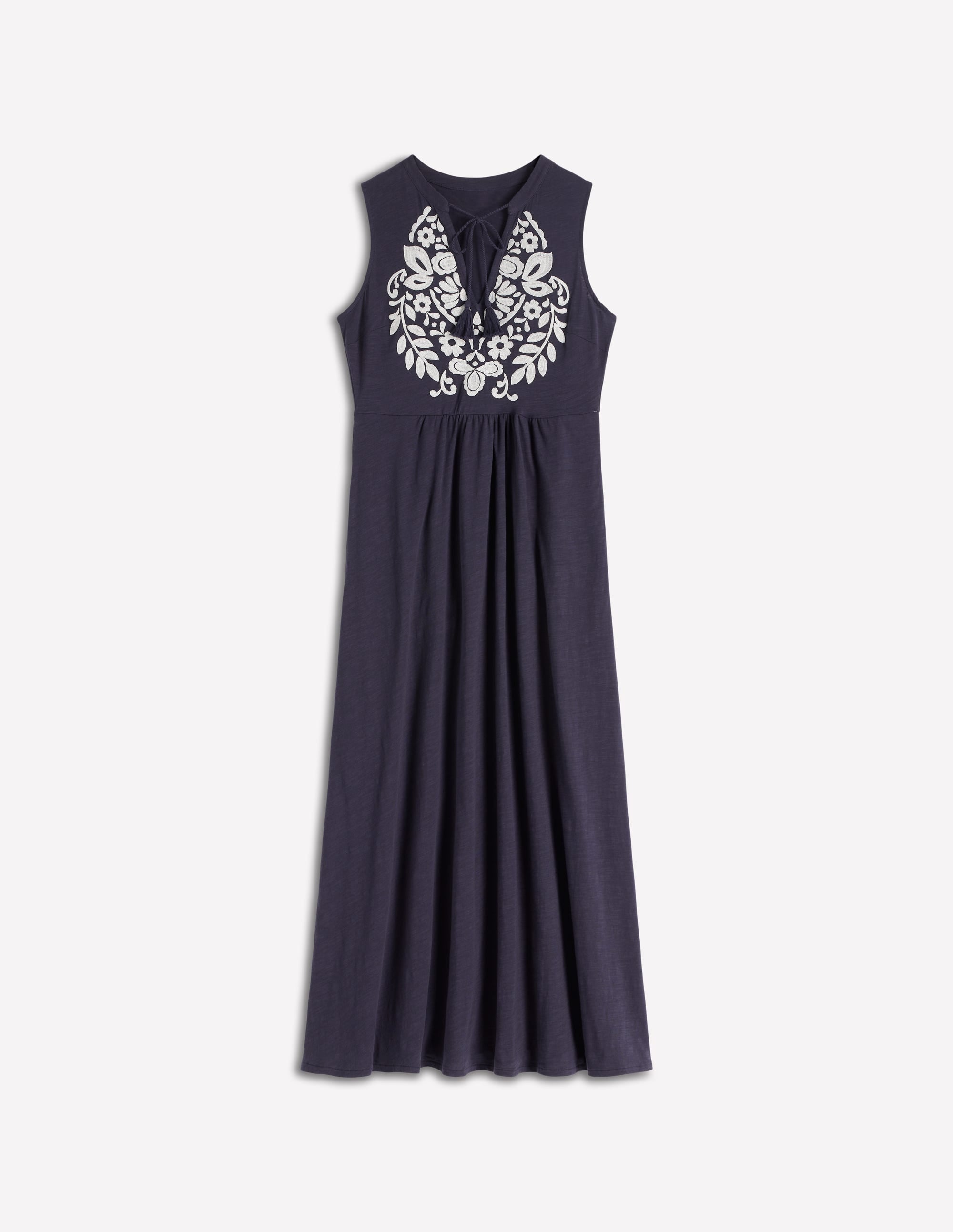 Jersey-Maxikleid mit gekerbtem Ausschnitt-Marineblau - Image 5