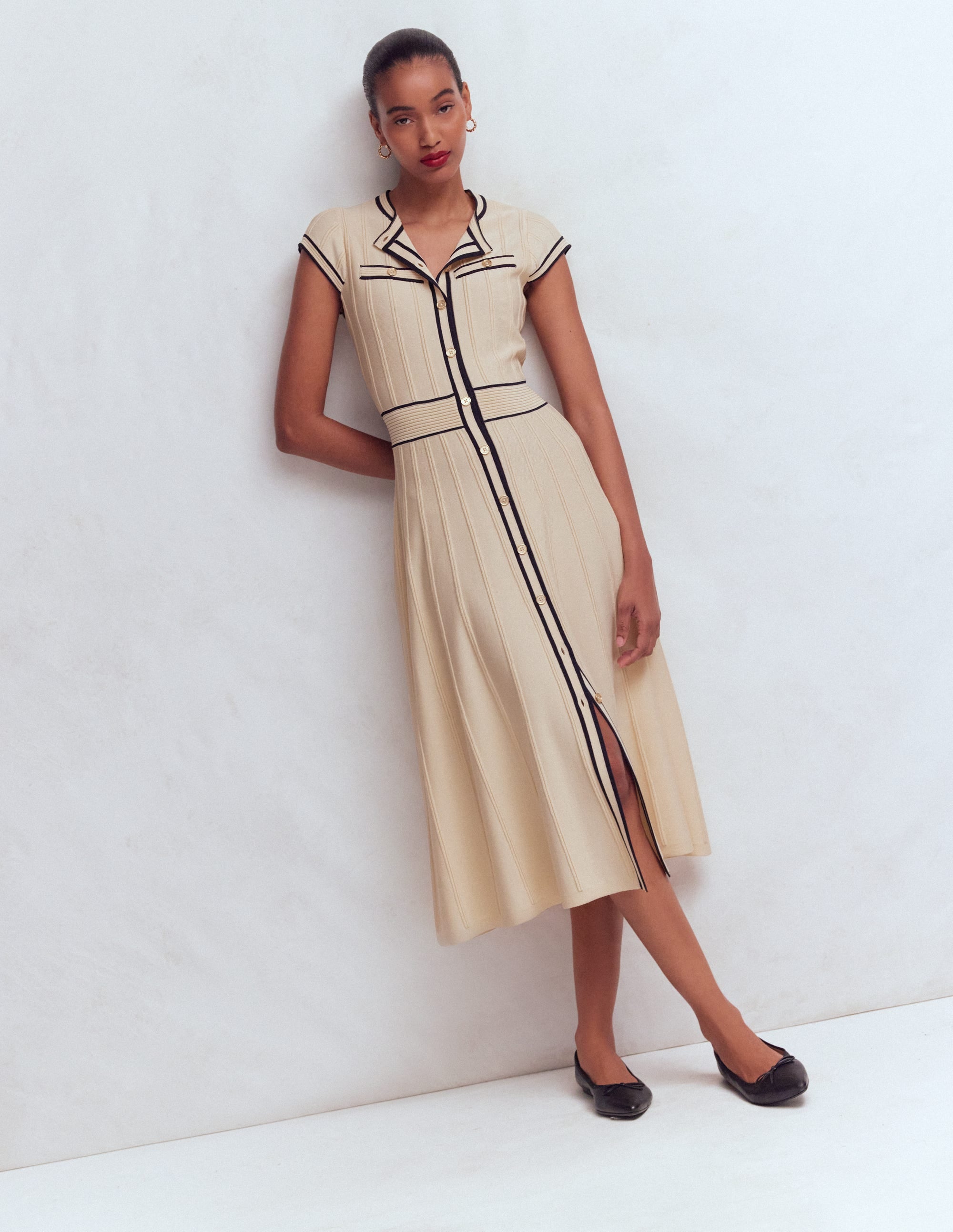 Strickkleid mit Flügelärmeln-Warmes Naturweiß - Image 5
