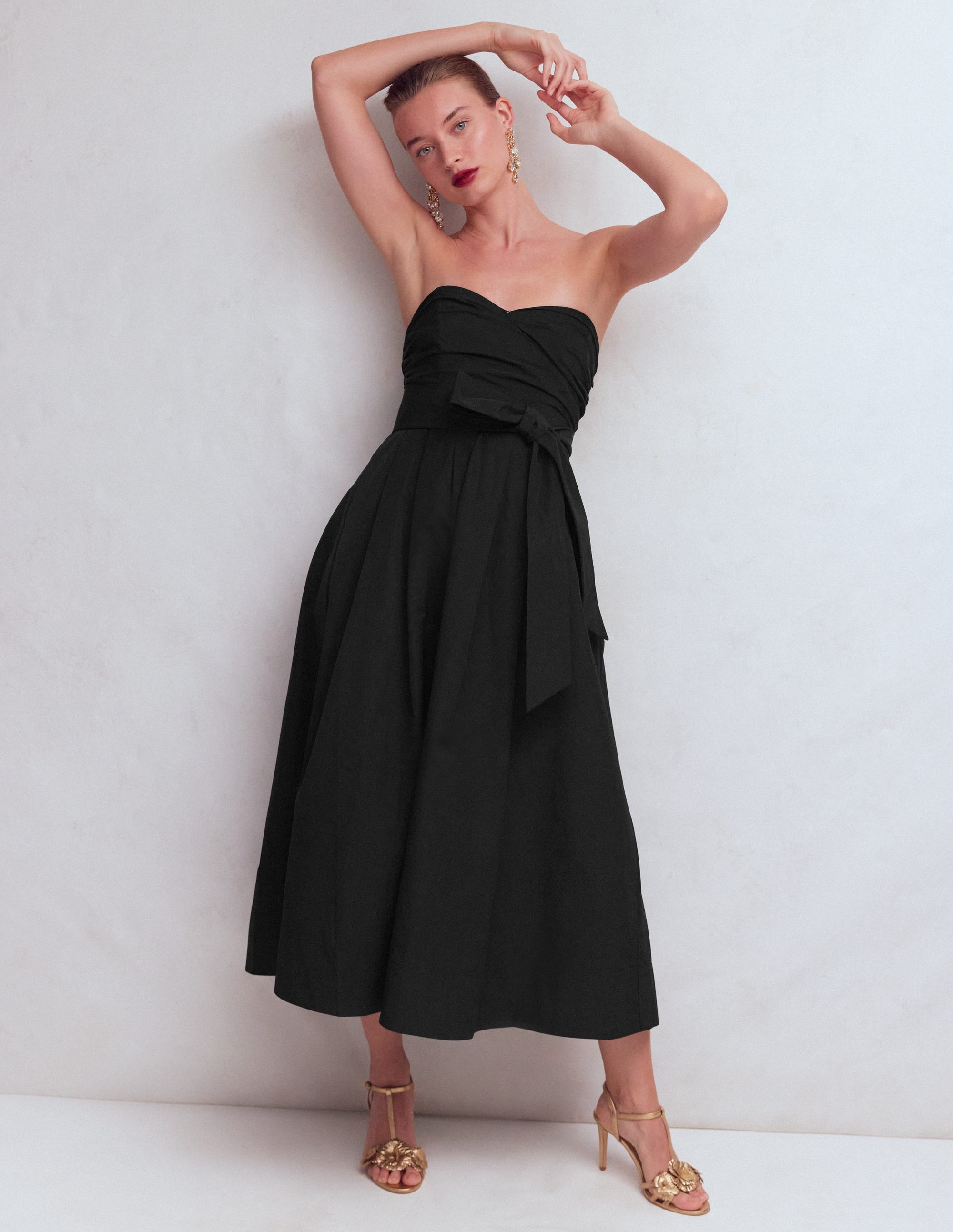Robe bustier en taffetas-Noir - Image 5