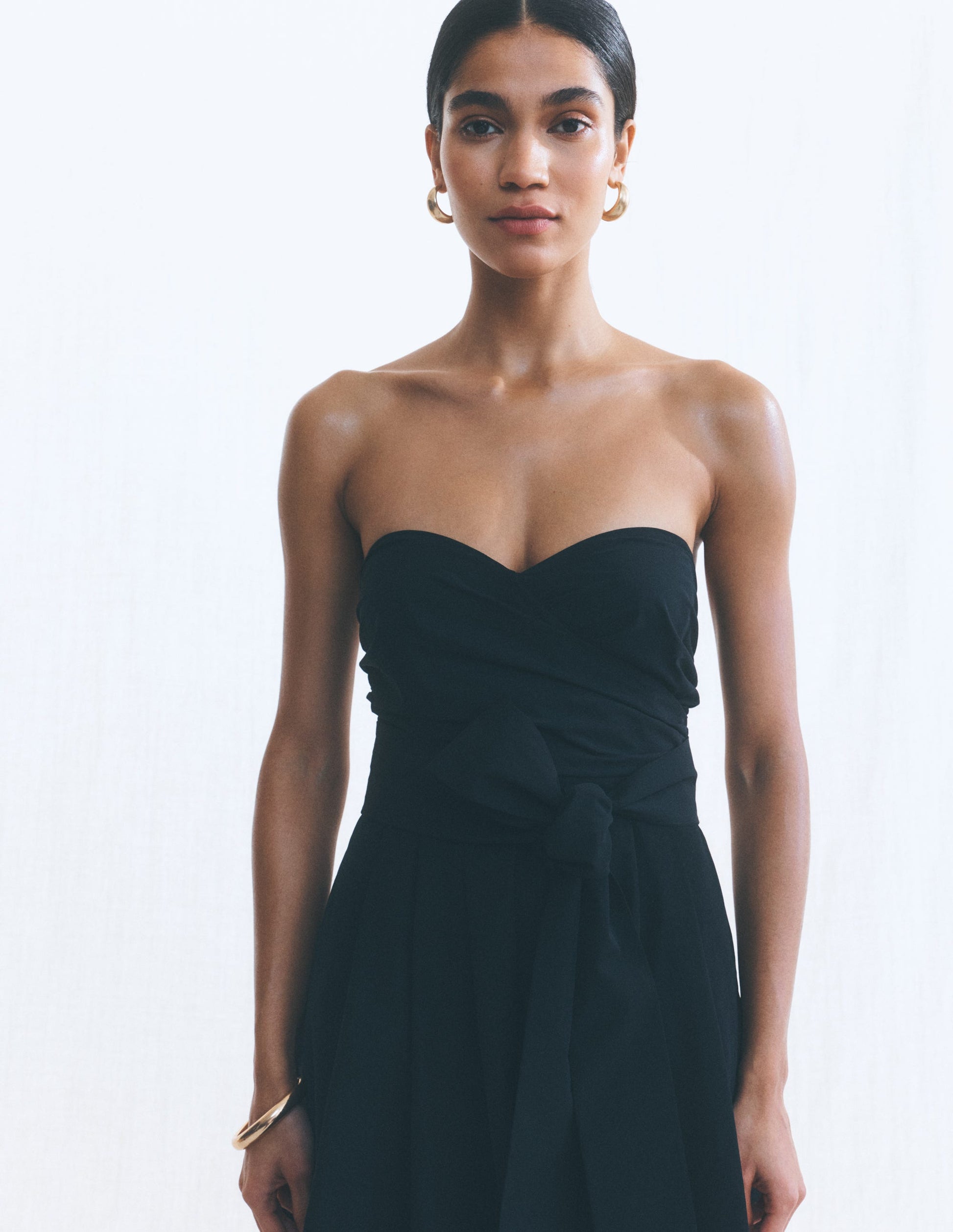 Trägerloses Taftkleid-Schwarz-7