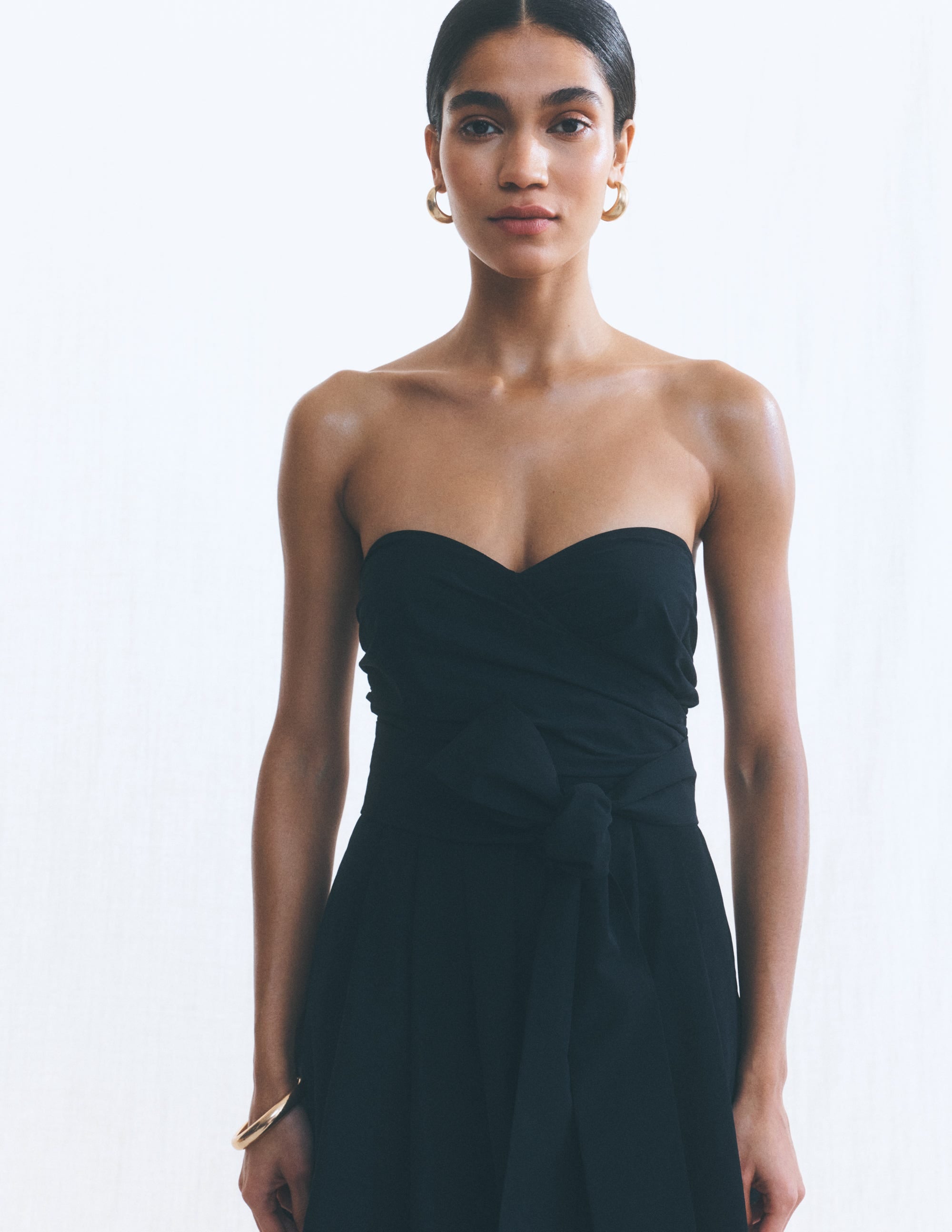 Robe bustier en taffetas-Noir - Image 7