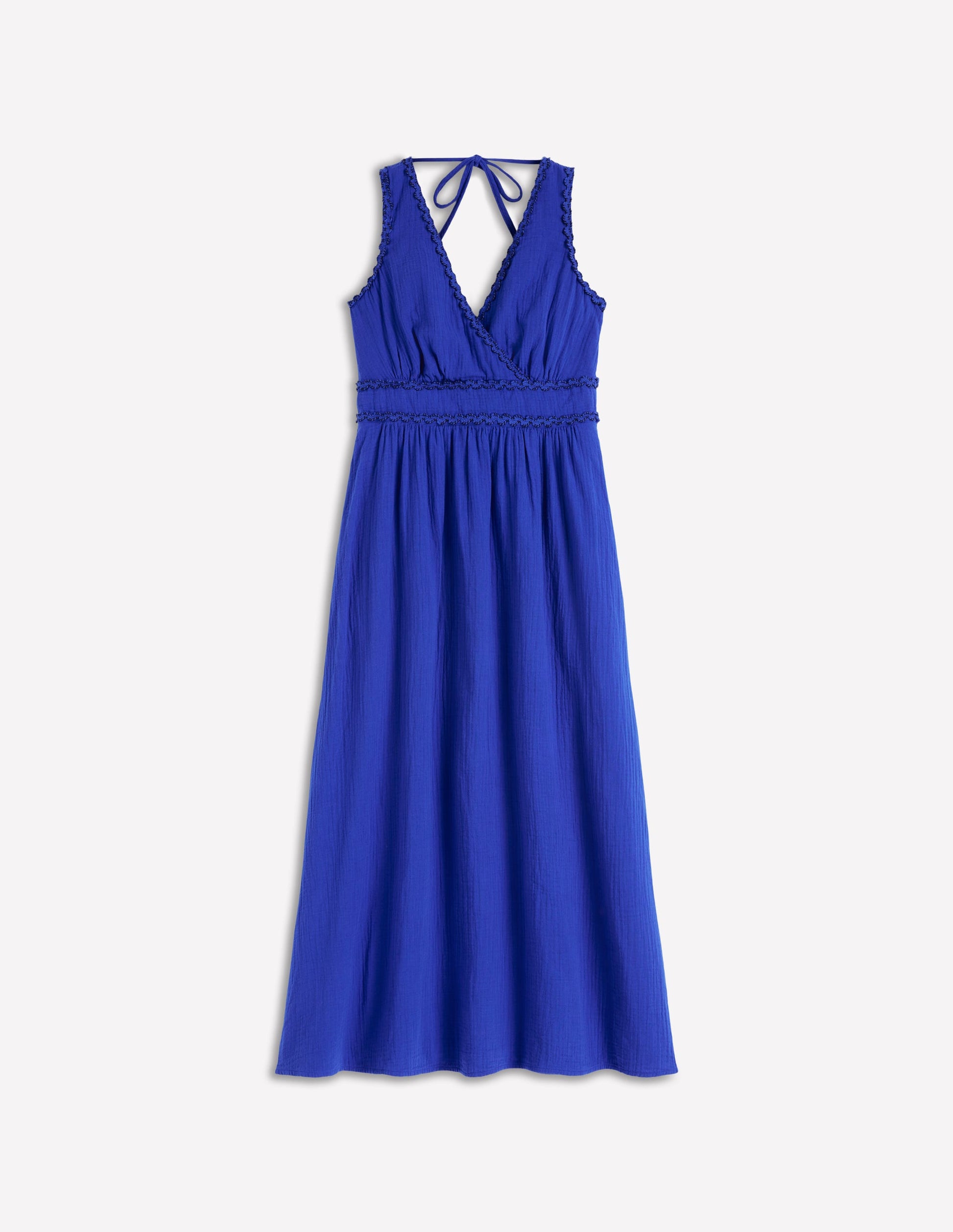 Lorna Doppeltuch-Kleid mit Besatz-Leuchtendes Blau-7