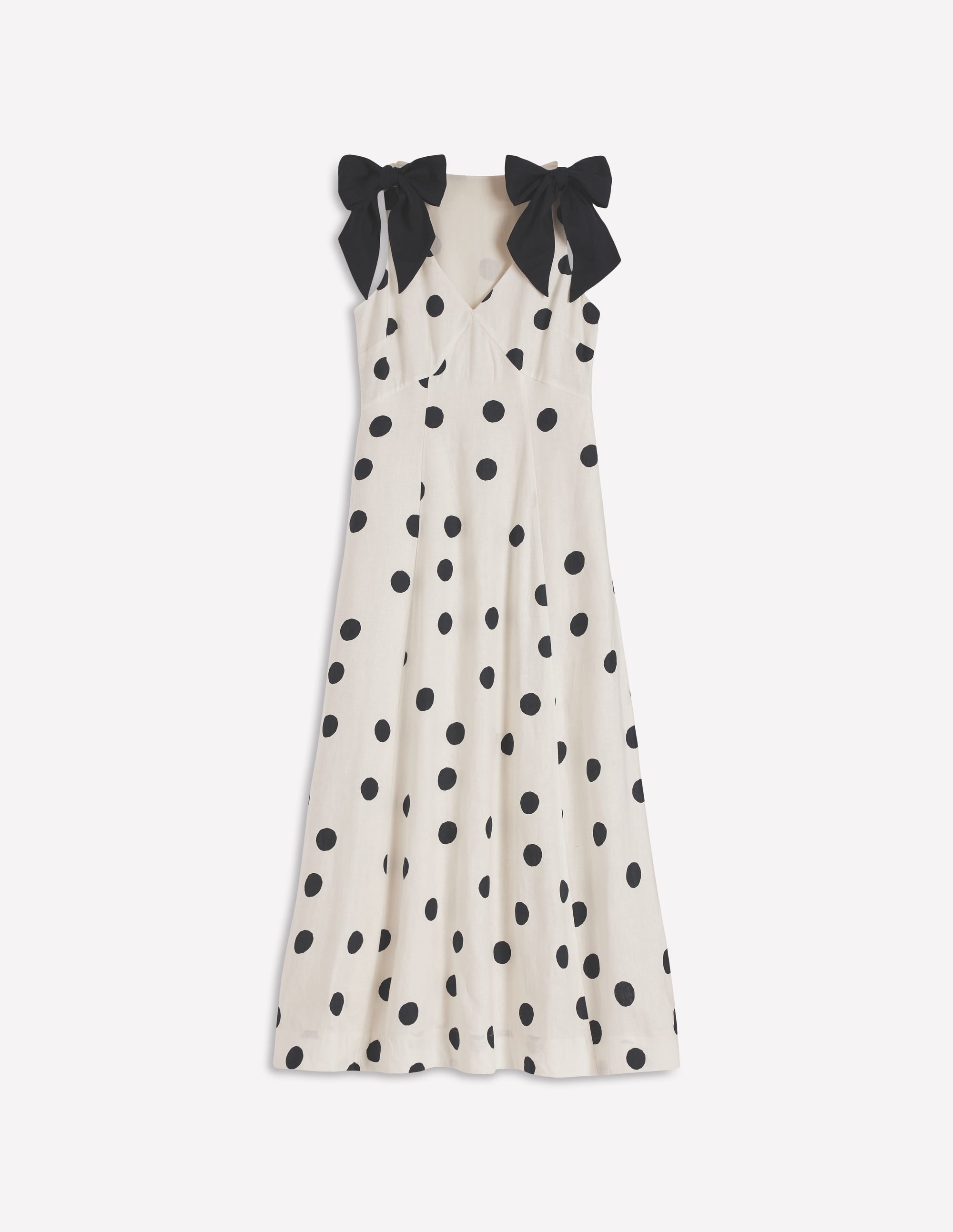 Robe taille empire en lin à nœuds-Pois peints espacés ivoire - Image 7