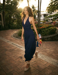 Empire-Maxikleid mit Neckholder-Marineblau