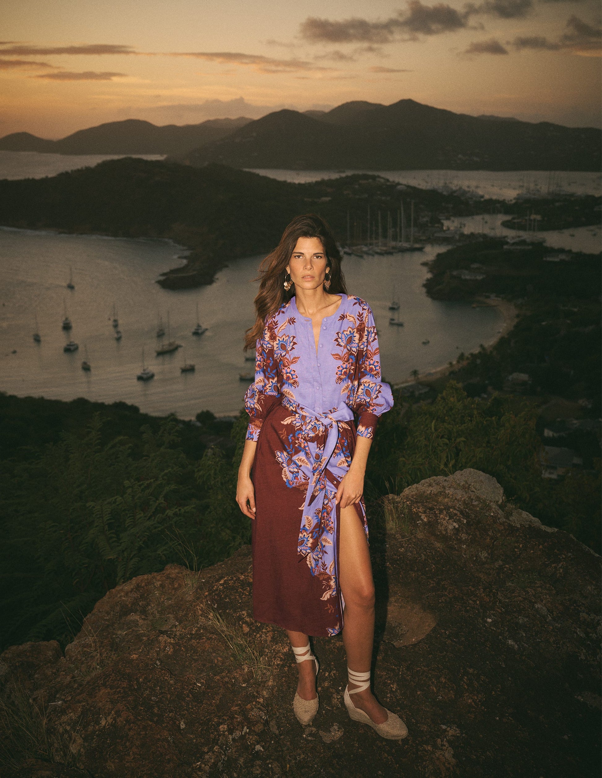 Robe de cérémonie à manches blousantes-Motif Super Bloom multi-6