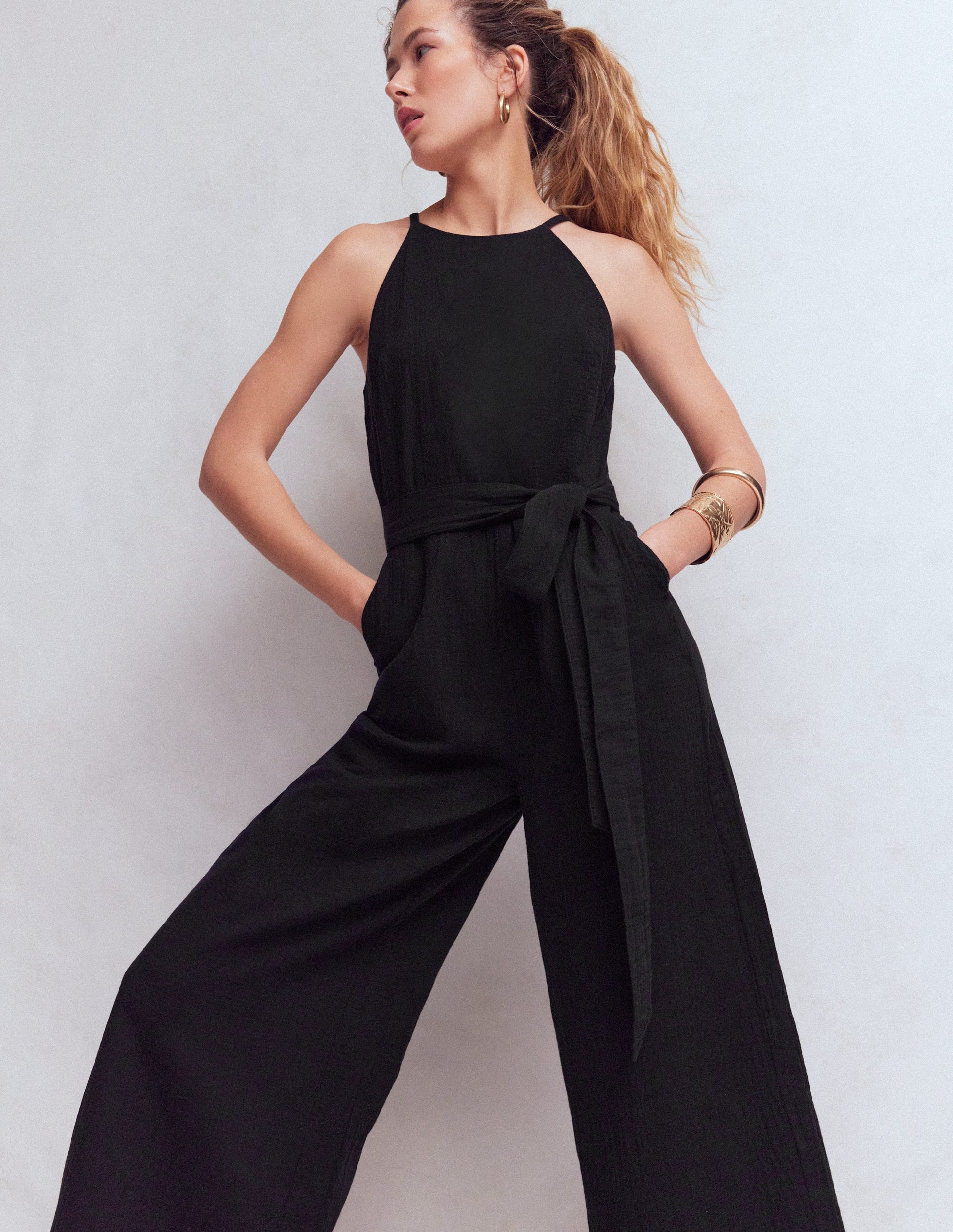 Rosa Doppeltuch-Jumpsuit-Schwarz-1