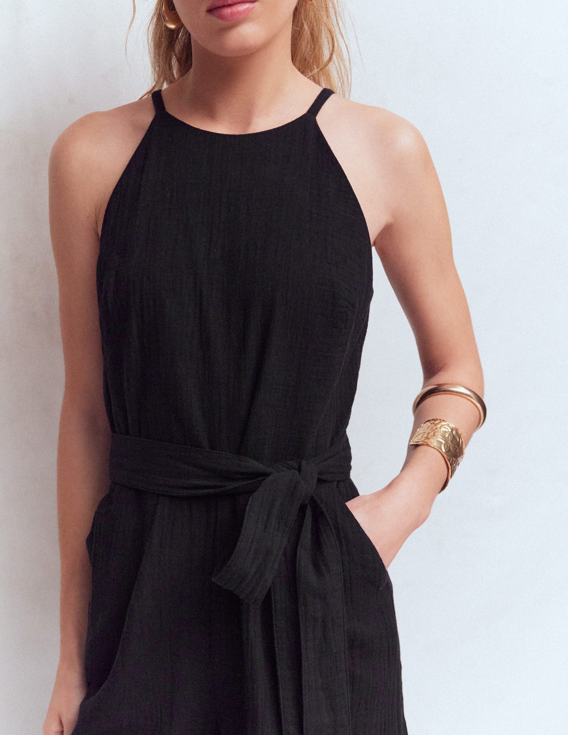 Rosa Doppeltuch-Jumpsuit-Schwarz-2