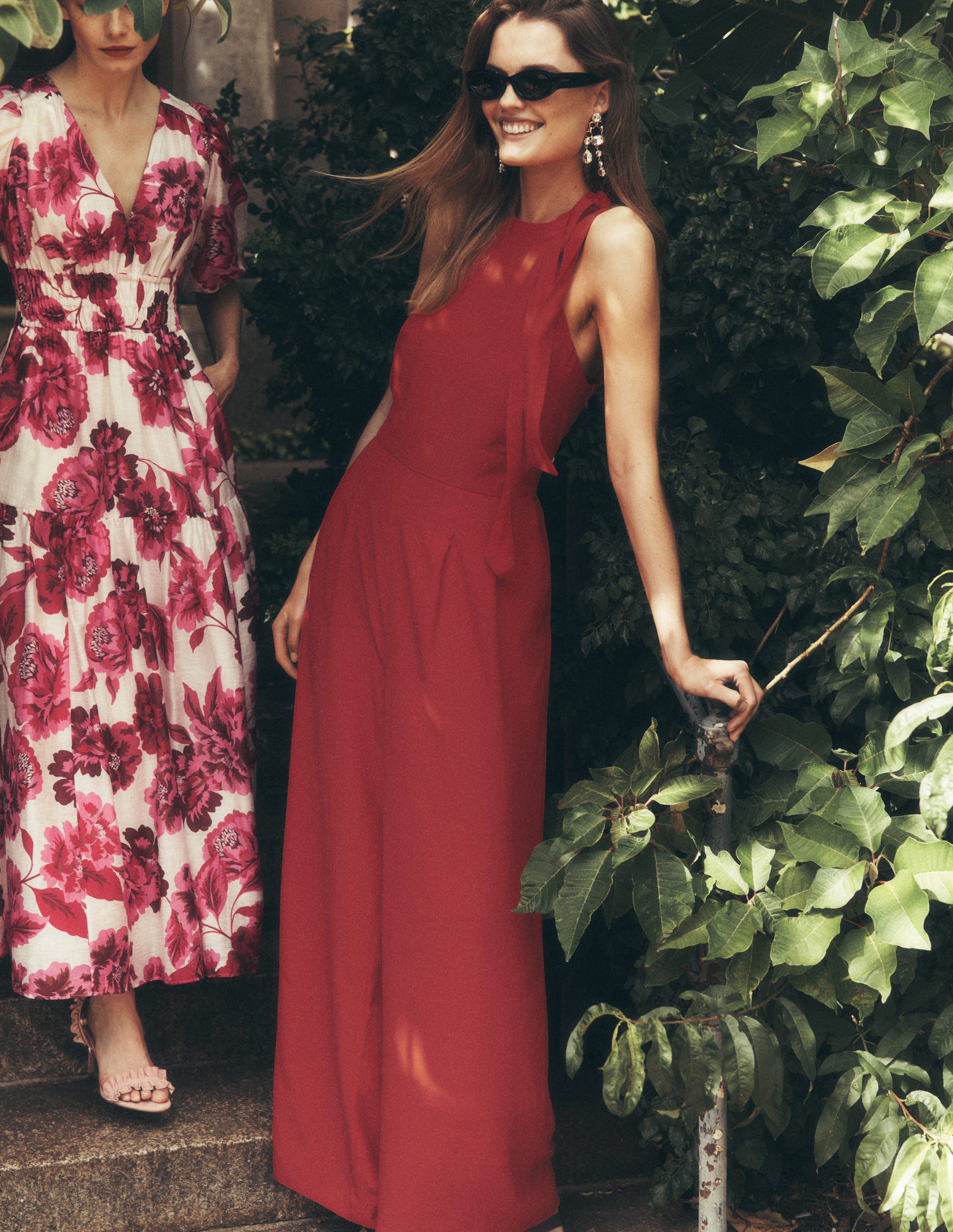 Neckholder-Jumpsuit zum Binden-Birnenrot-6