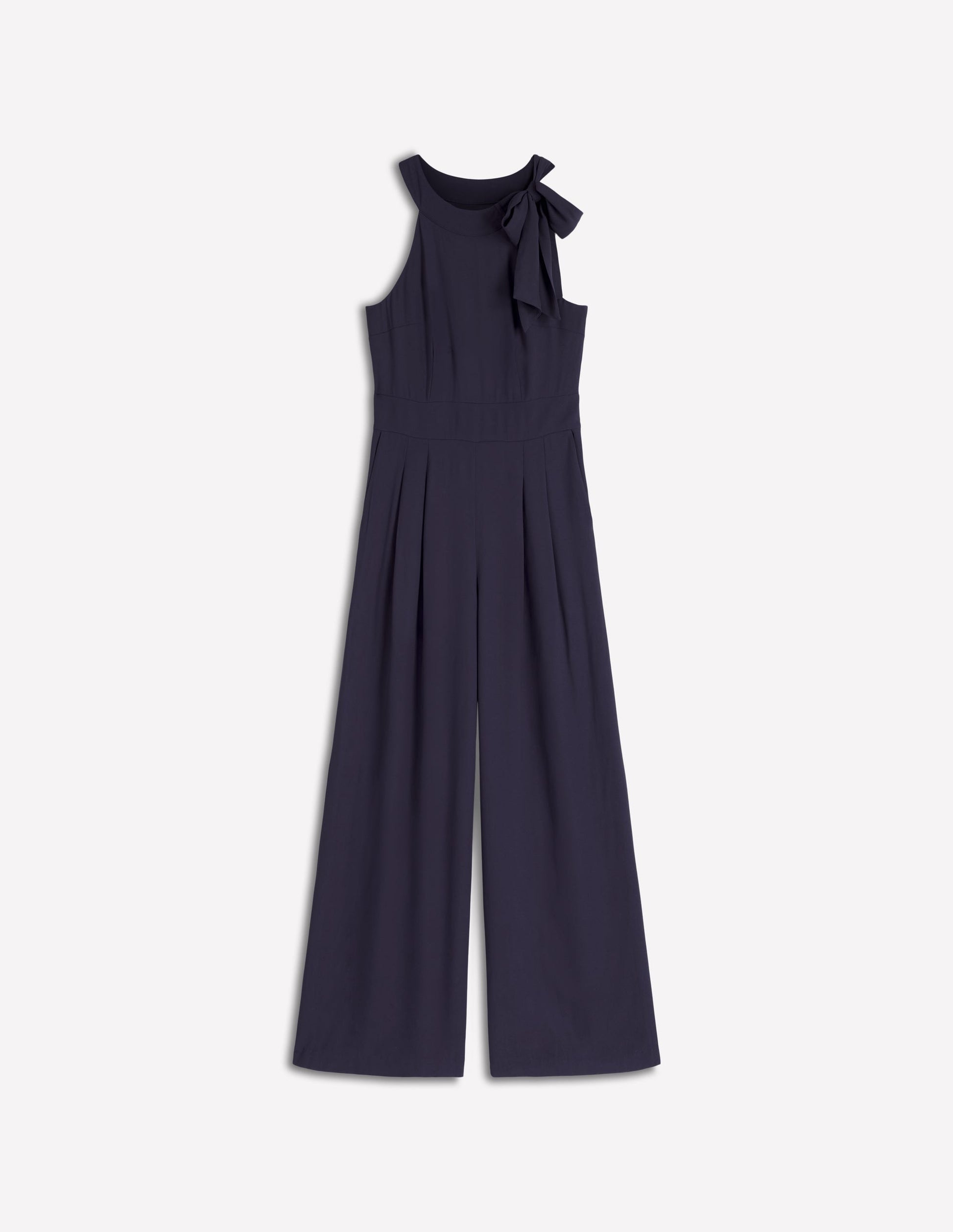 Tie Halter Neck Jumpsuit-Navy-6