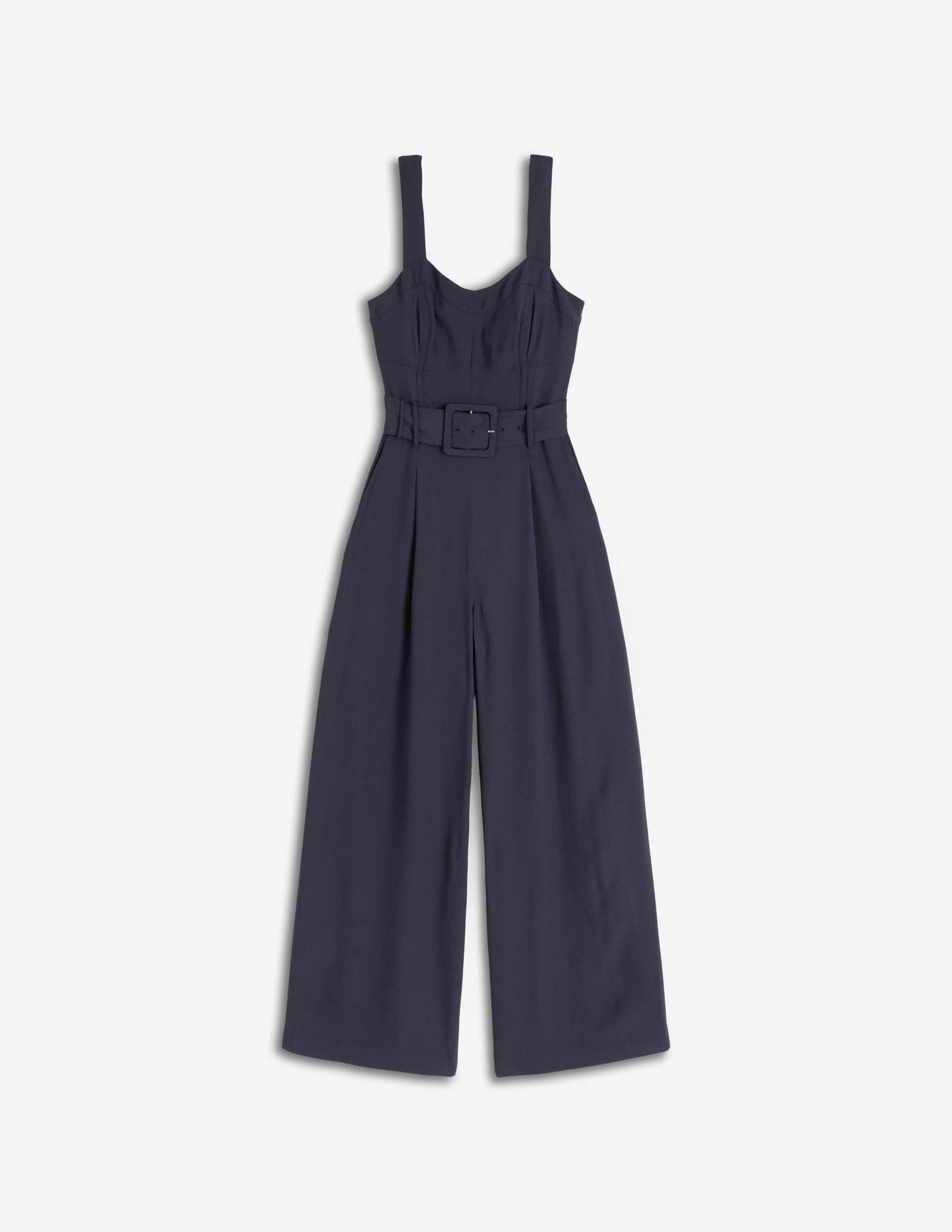 Boned Bodice Occasion Jumpsuit-Navy-5