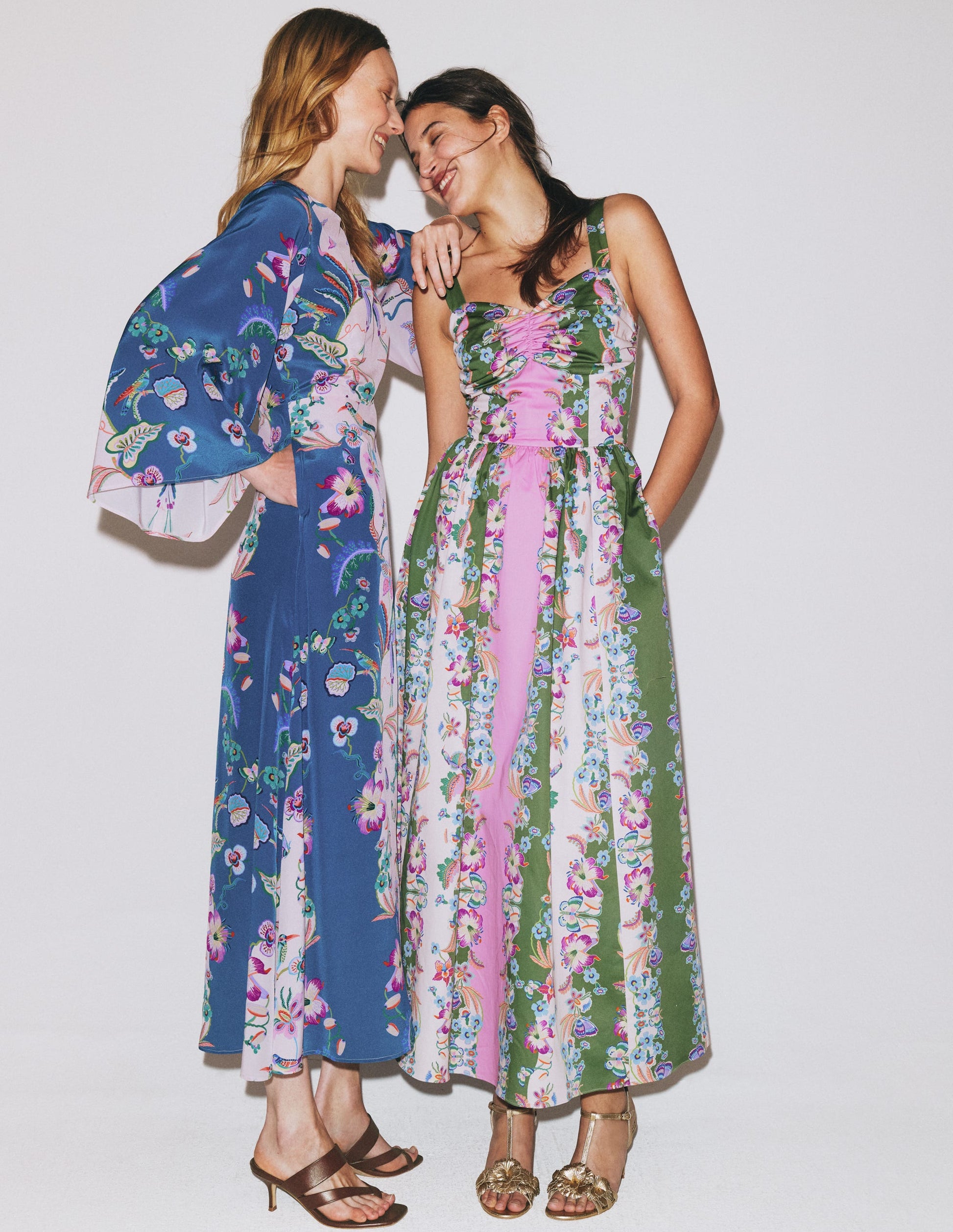 Kleid mit Engelsärmeln und U-Boot-Ausschnitt-Turmalinblau, Orchideenhimmel-5