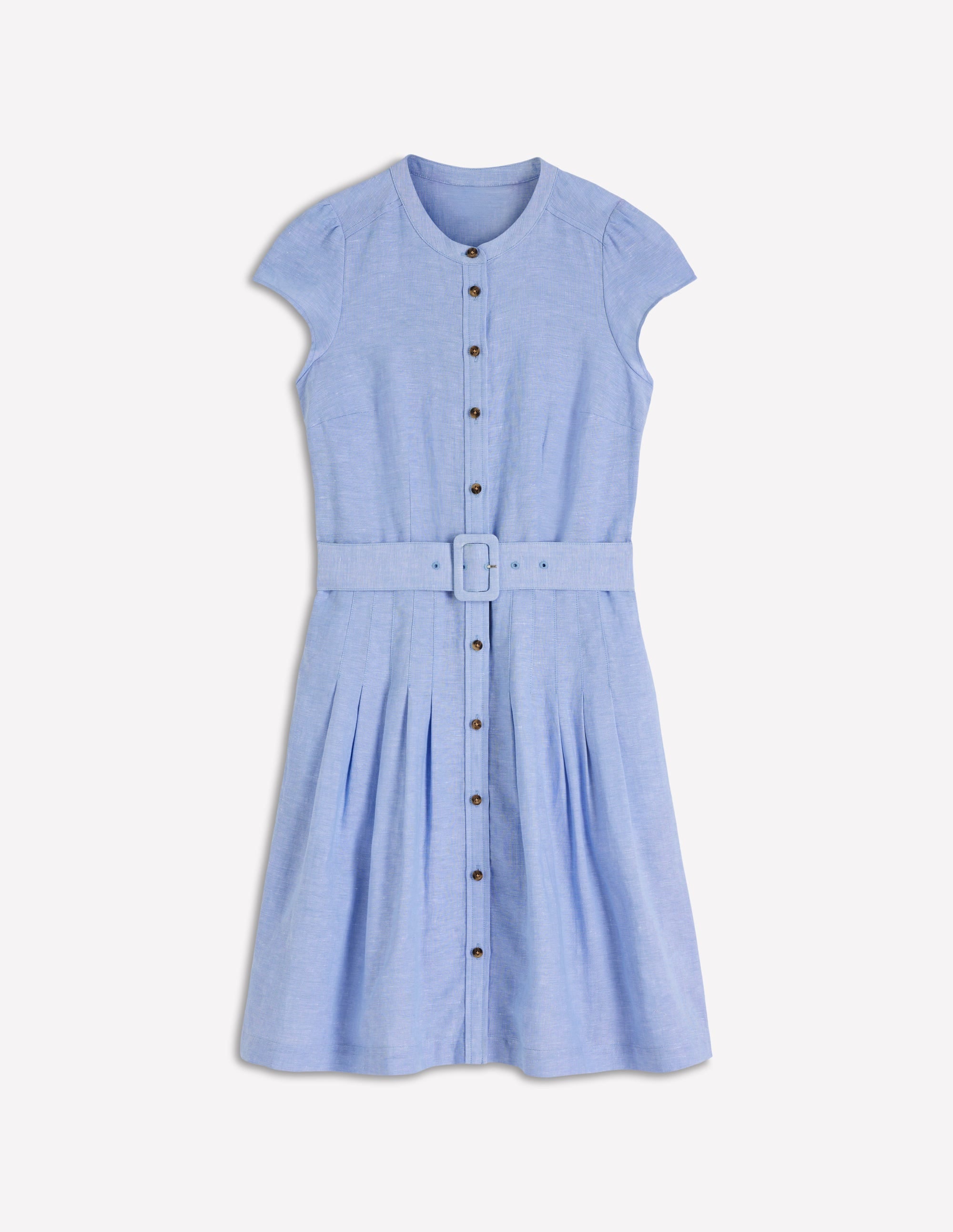 Arabella Kurzes Leinenkleid-Blauer Faux-Uni - Image 6