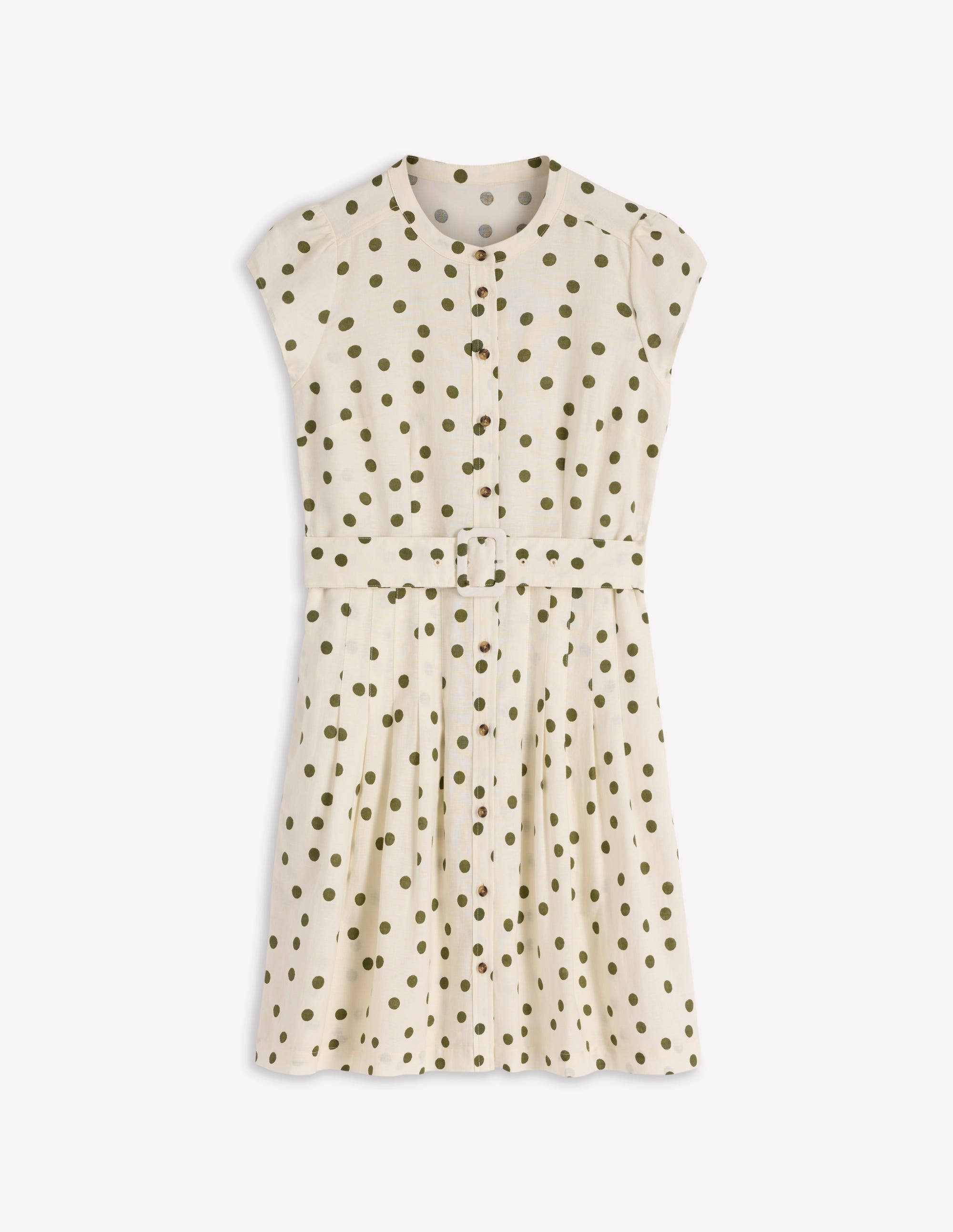 Robe courte Arabella en lin-Pois peints espacés ivoire - Image 6
