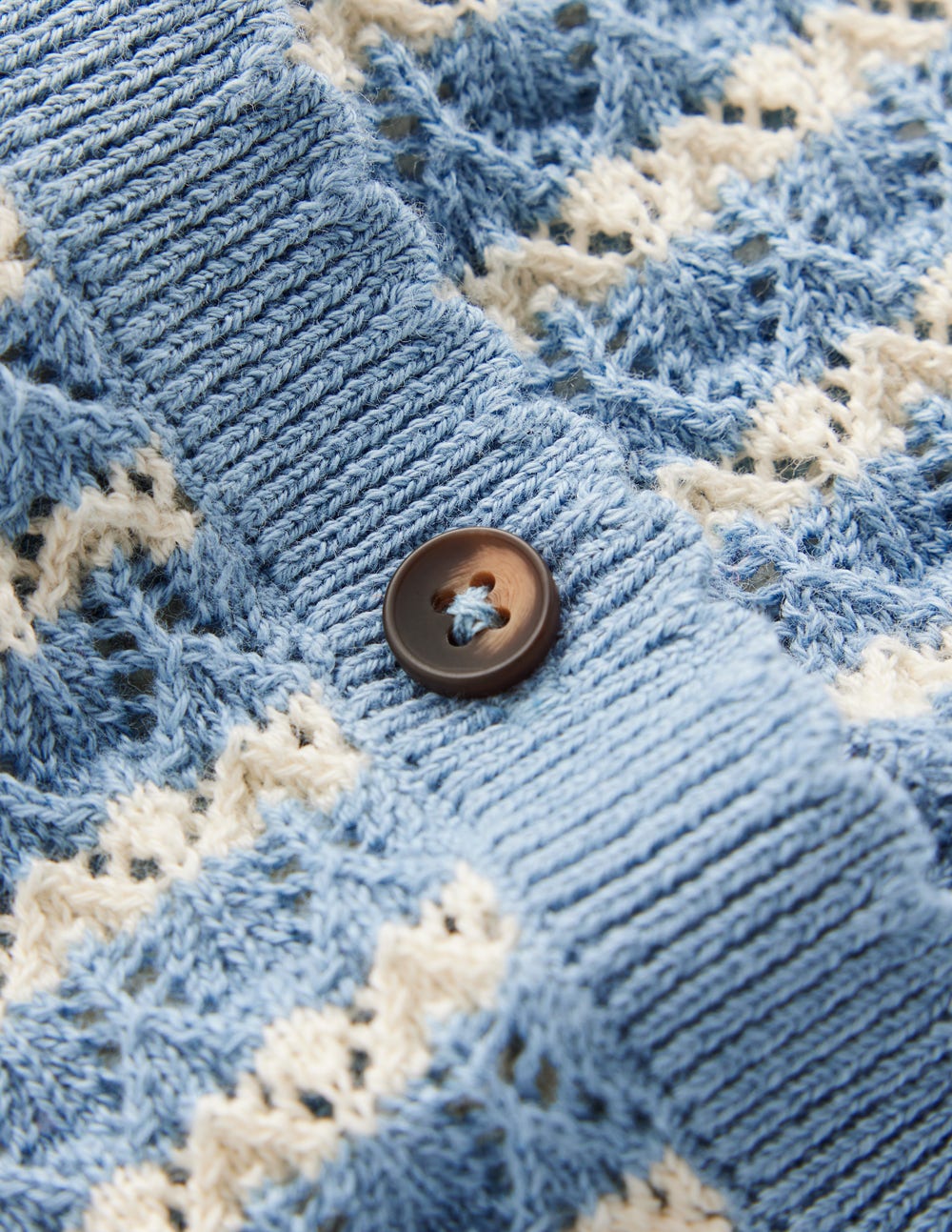 Gepunktete Pointelle-Strickjacke-Blau Streifen - Image 6