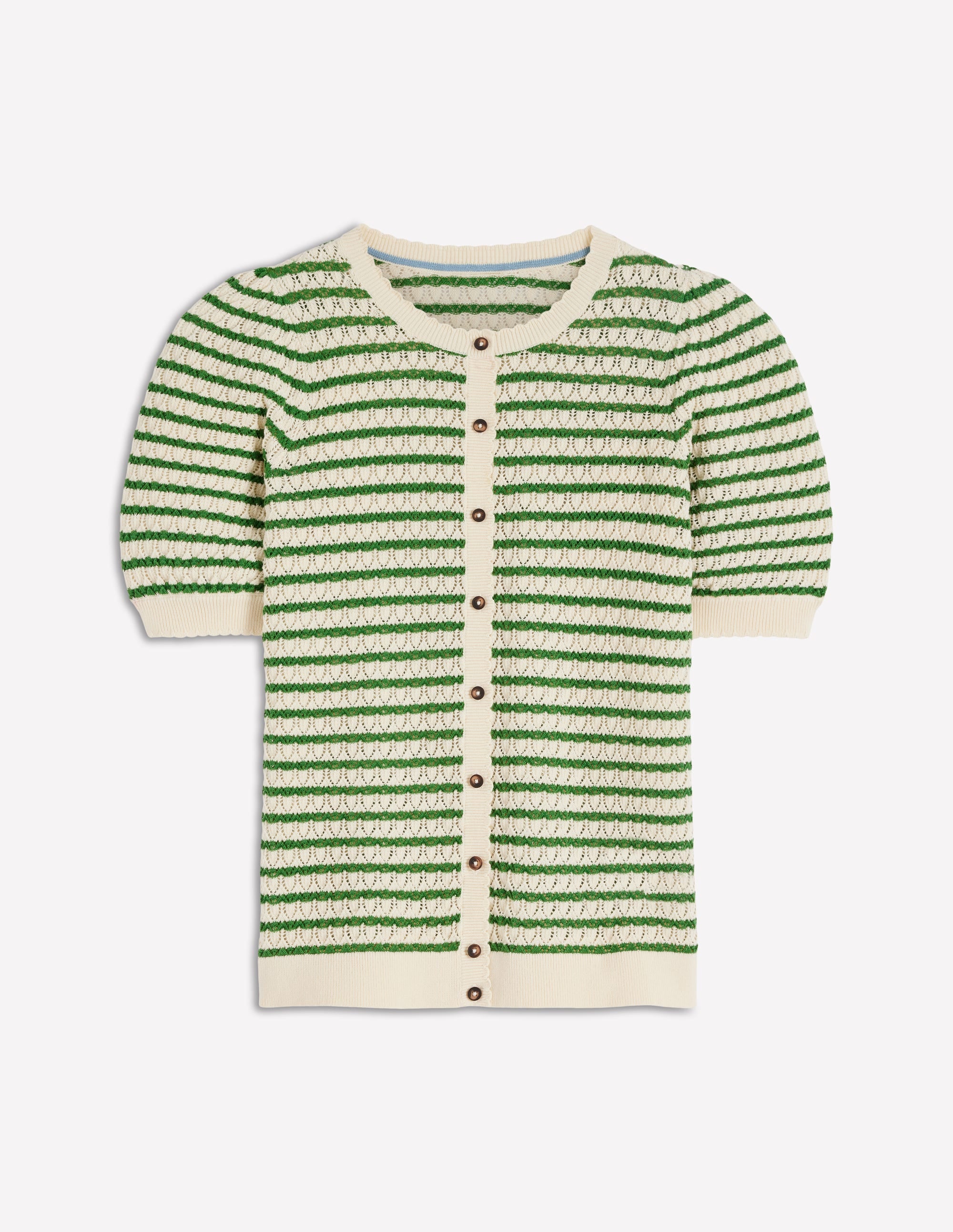 Gepunktete Pointelle-Strickjacke-Grün Streifen - Image 5