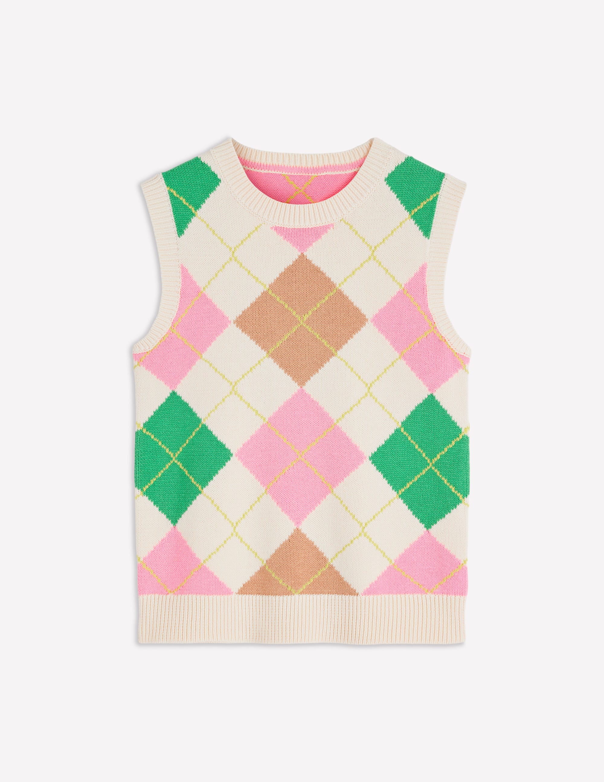 Lucy Baumwoll-Oberteil-Grün, Rosa Argyle - Image 7