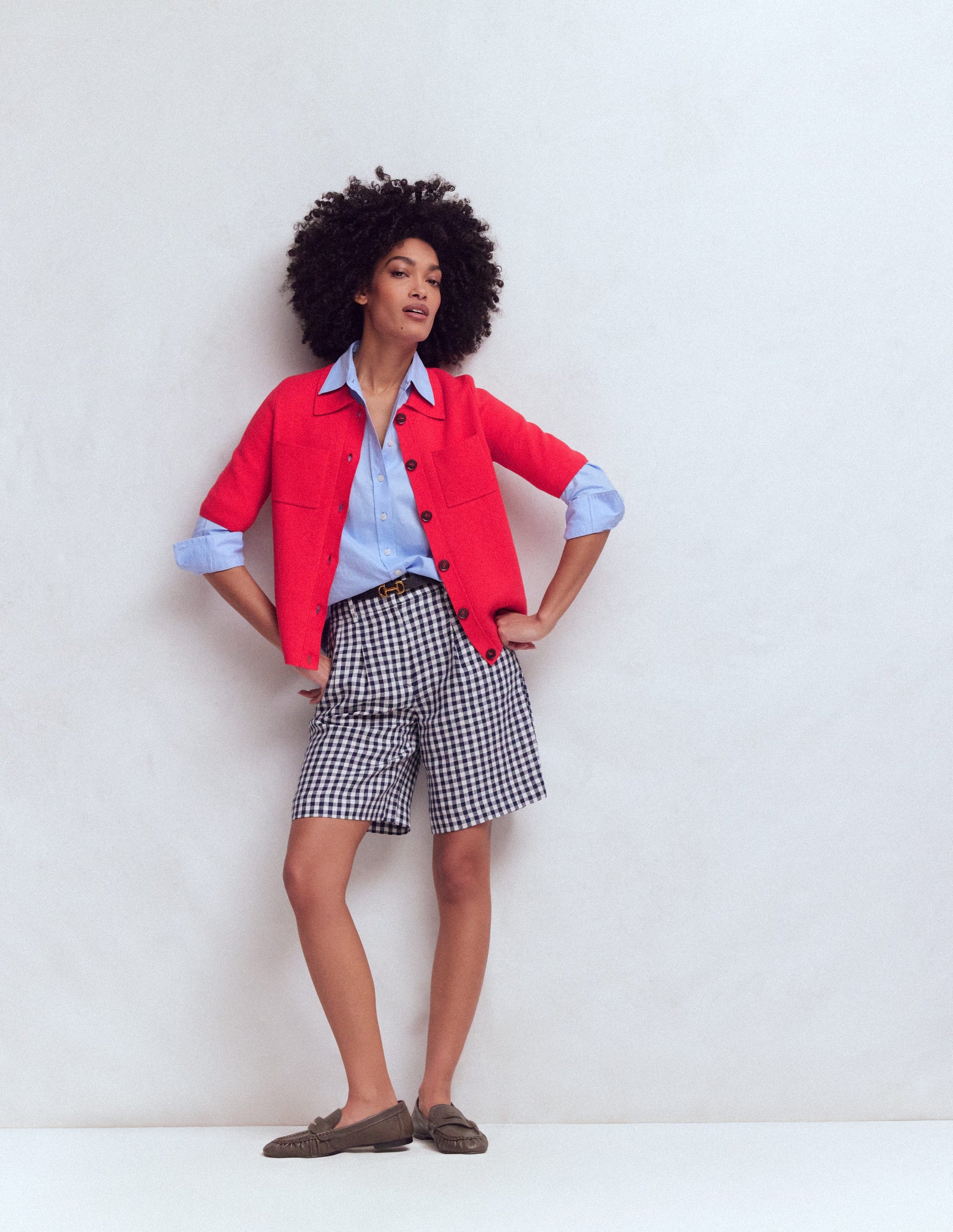 Kurzärmliges Strickhemd-Leuchtende Kirsche-5