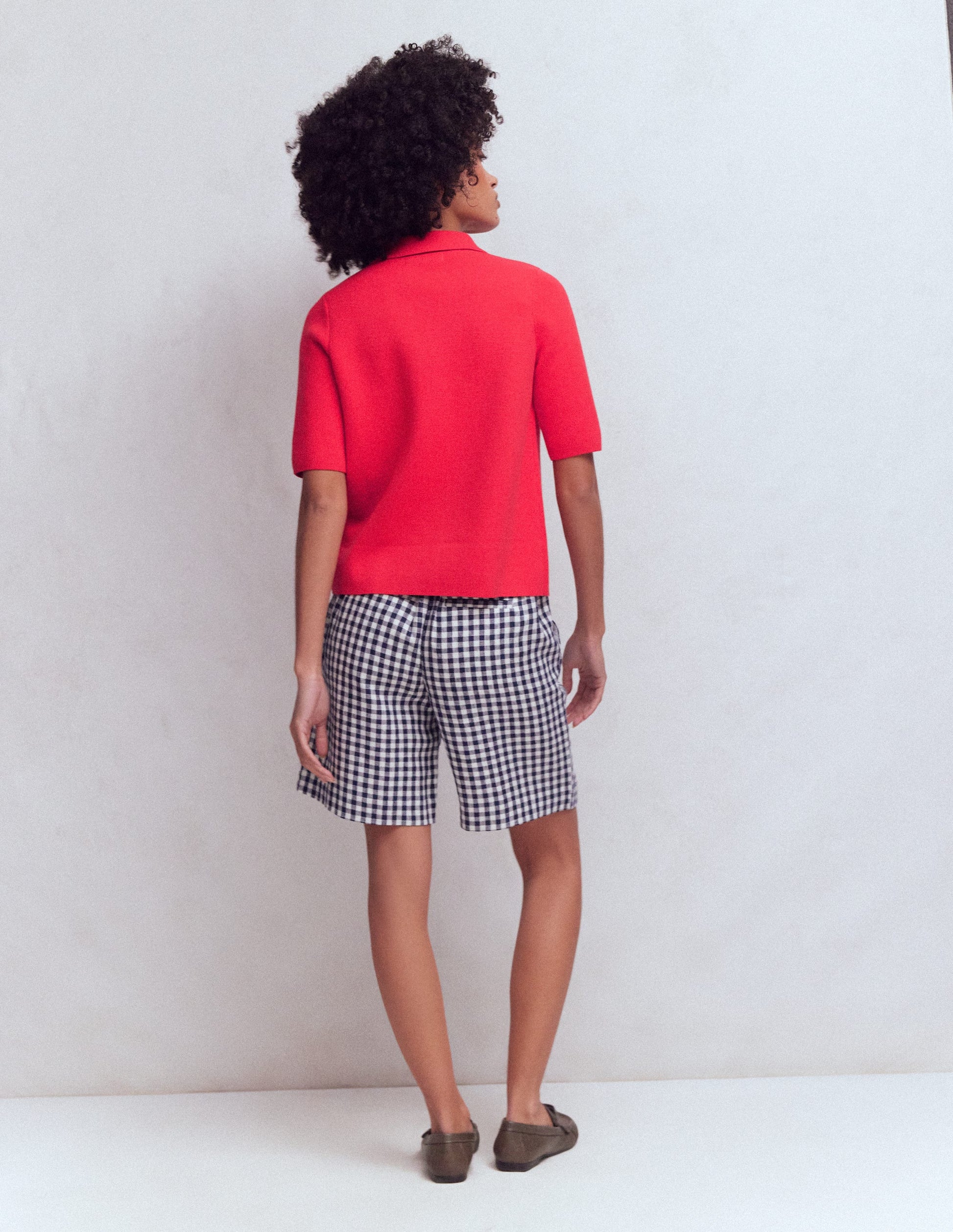 Kurzärmliges Strickhemd-Leuchtende Kirsche-7