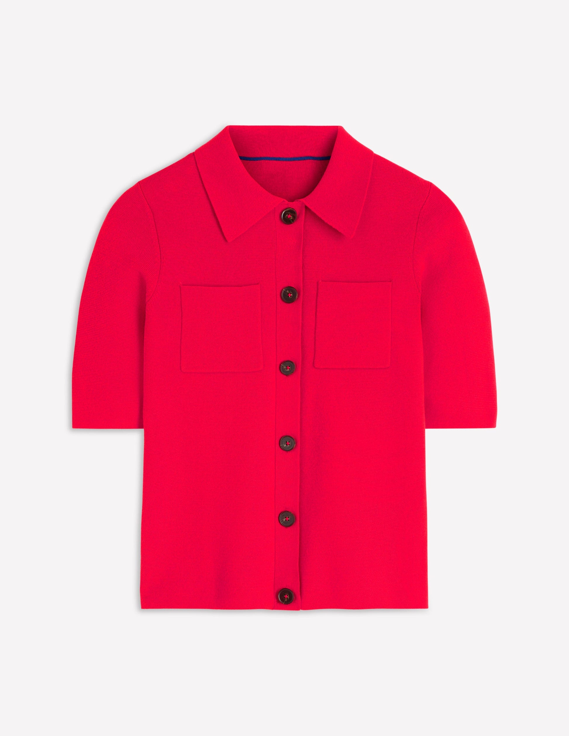 Kurzärmliges Strickhemd-Leuchtende Kirsche-8
