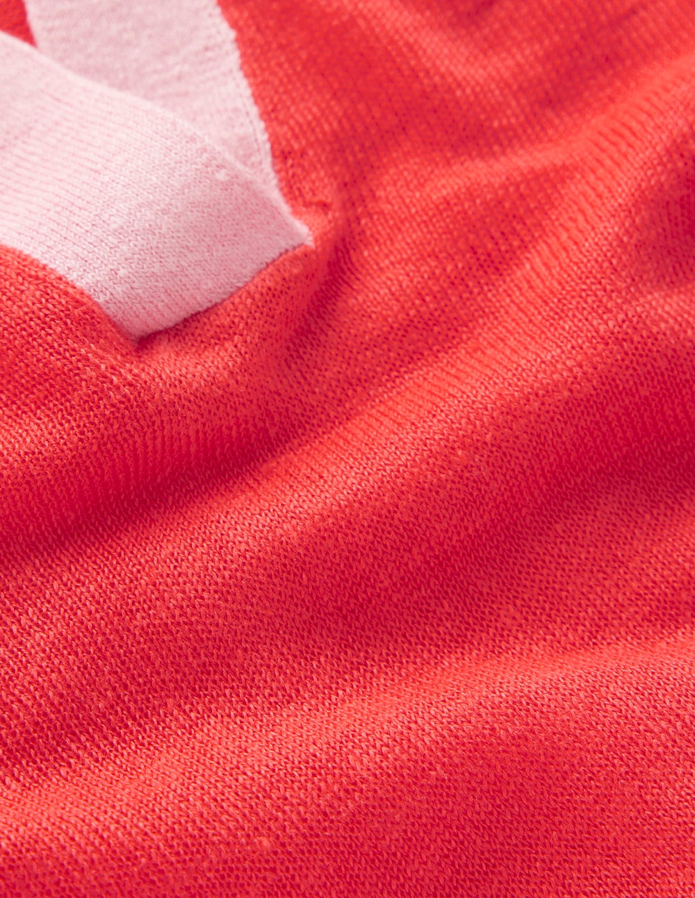 Agnes Leinenpullover mit Kragen-Sonniges Korallenrot / Kirschblütenrosa