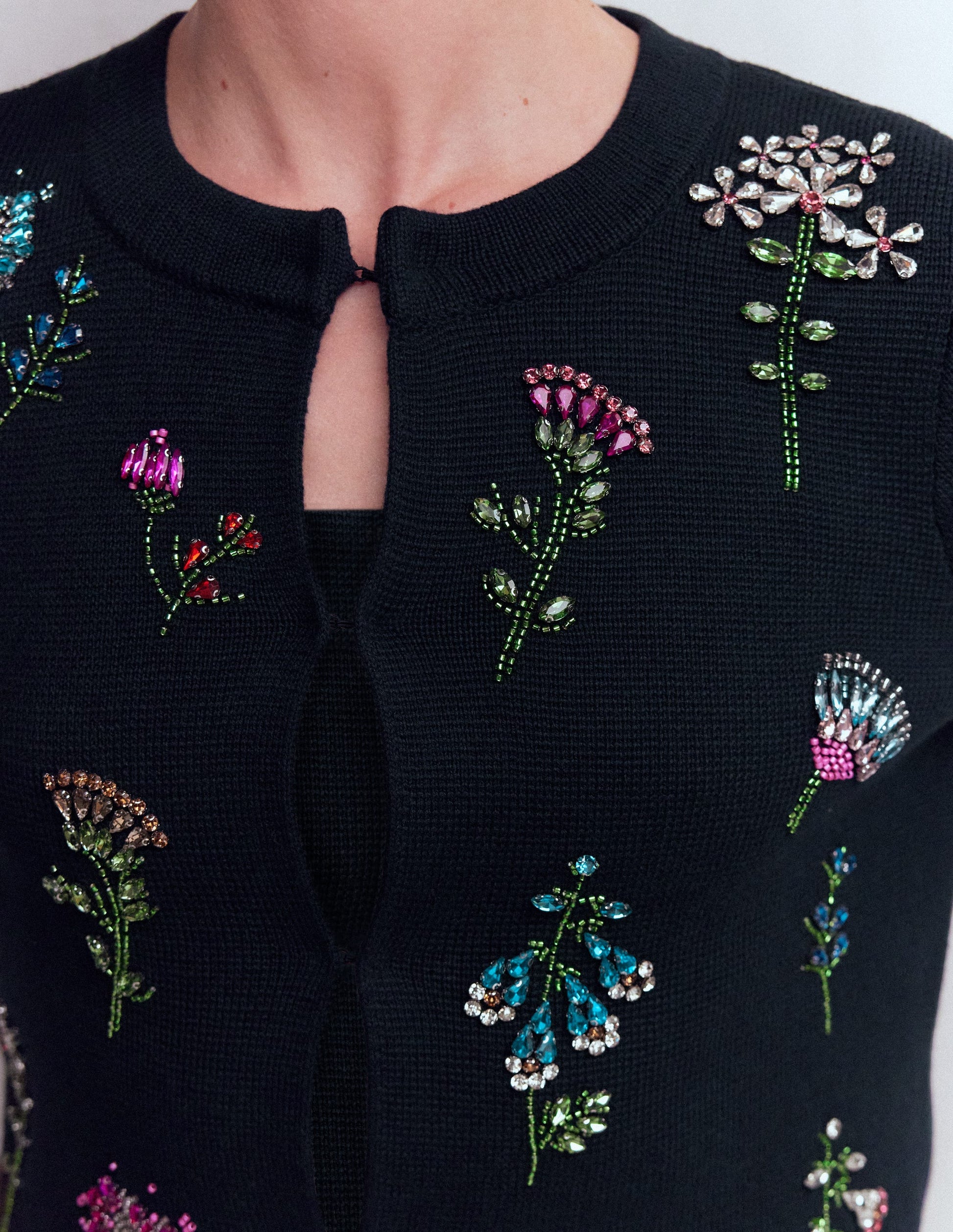 Cardigan court ornementé-Bleu marine-2